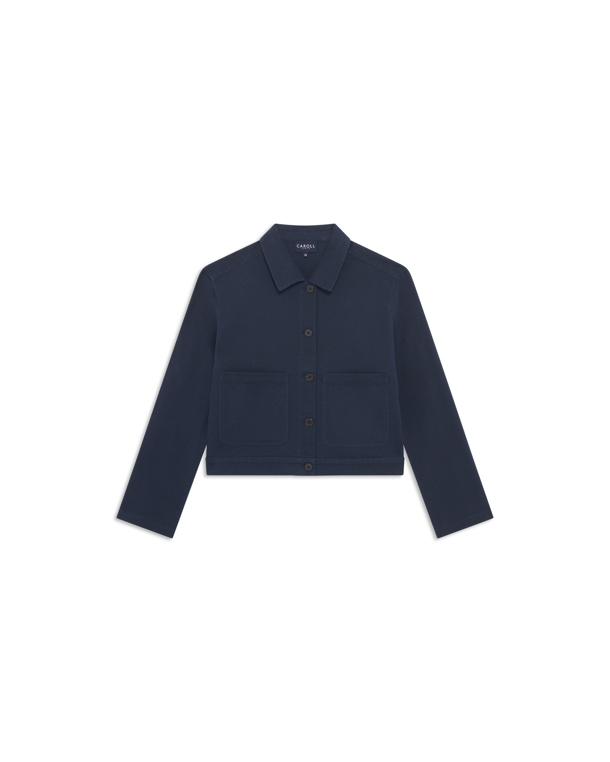Chaqueta de mujer corte crop con bolsillos frontales - Caroll - Azul marino Azul marino-4