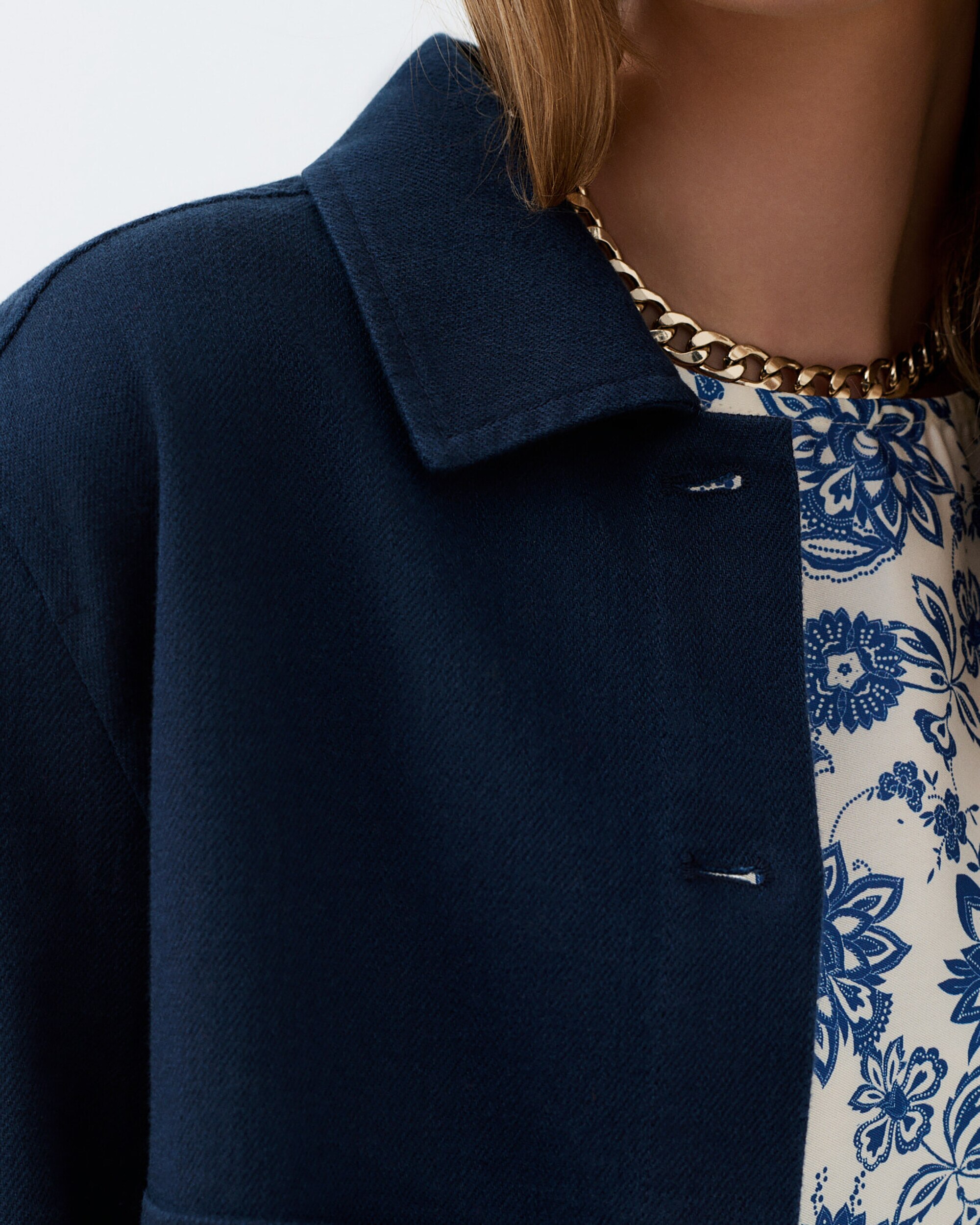 Chaqueta de mujer corte crop con bolsillos frontales - Caroll - Azul marino Azul marino-3