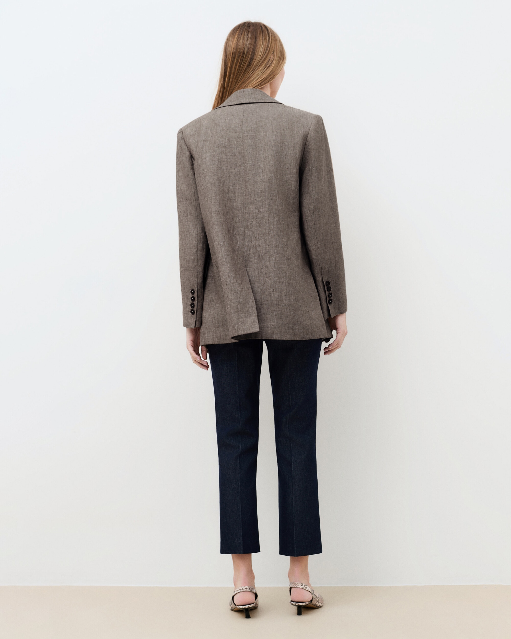 Blazer de mujer de mujer con bolsillos italianos en lino 100% - Caroll - Marrón Marrón-2