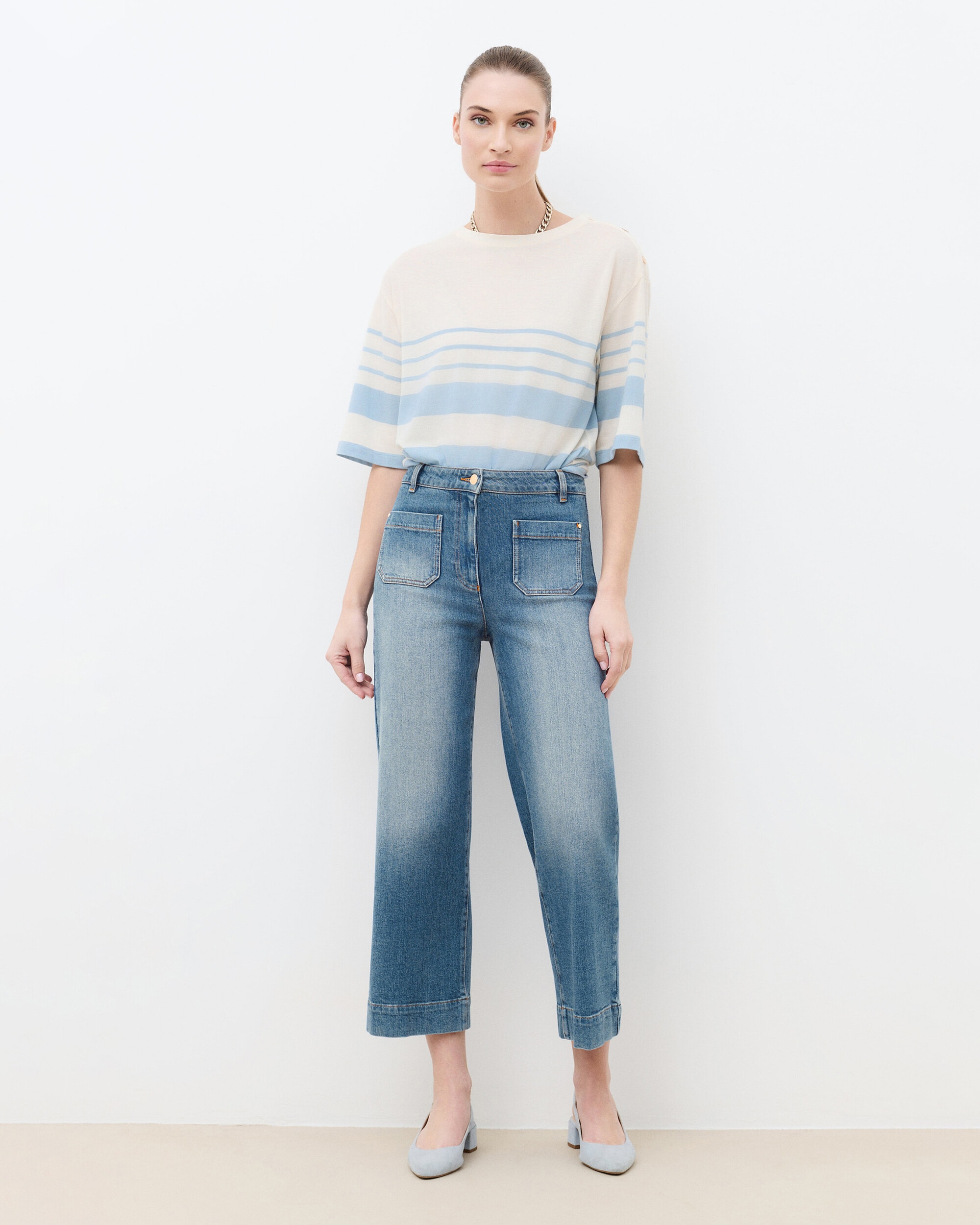 Caroll - Pantalón vaquero de mujer corte tobillero.