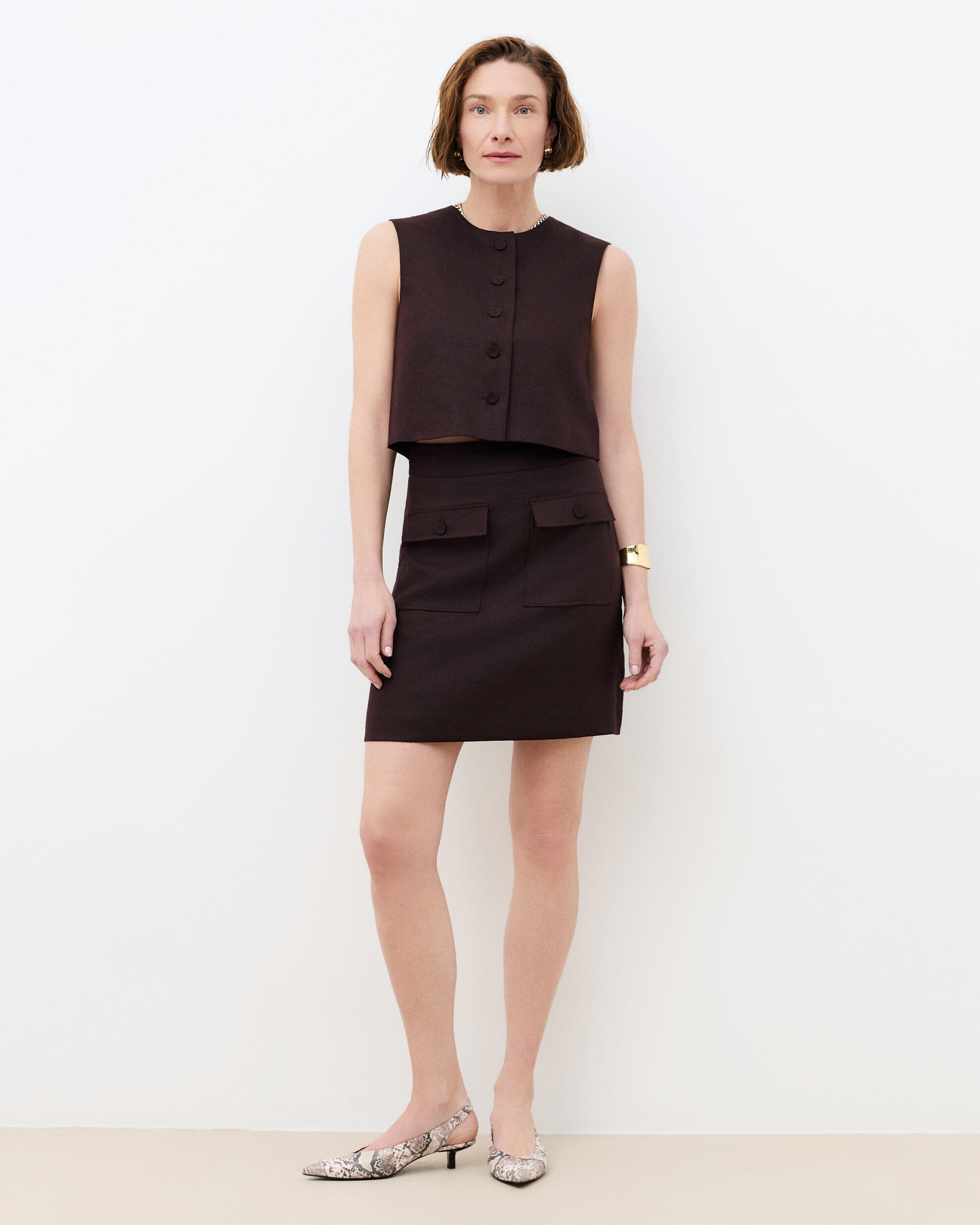 Caroll - Camisa de mujer corte crop en lino 100%.