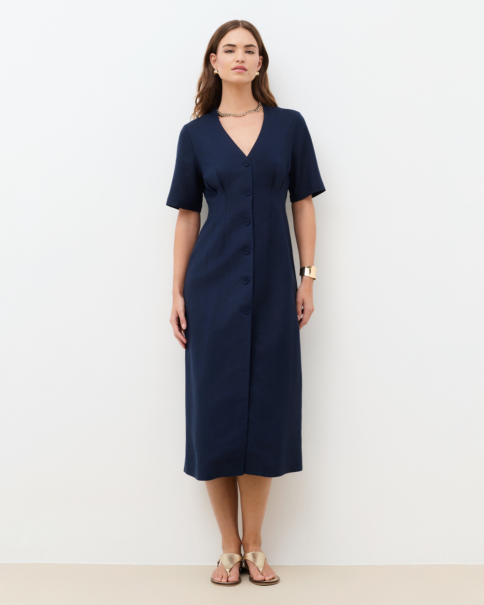 Caroll - Vestido largo camisero en lino.