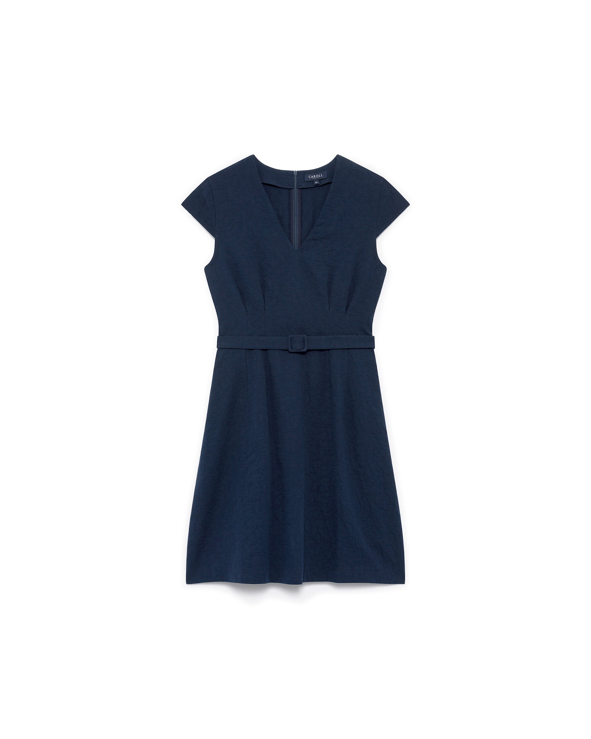 Vestido corto sin mangas con escote pico - Caroll - Azul marino Azul marino-4