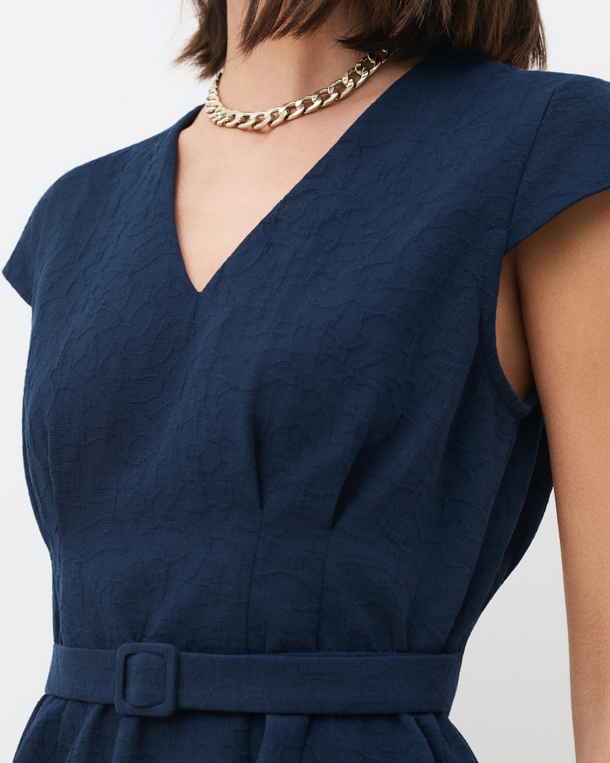 Vestido corto sin mangas con escote pico - Caroll - Azul marino Azul marino-3