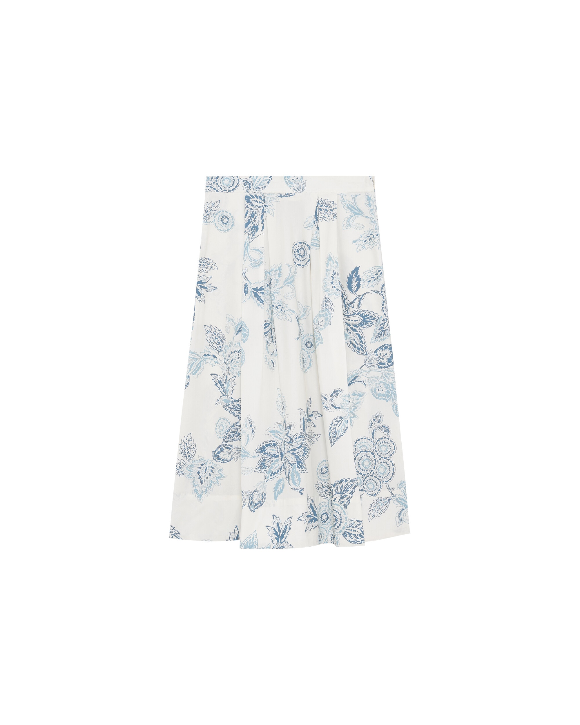 Falda larga plisada con estampado floral - Caroll - Crudo Crudo-4