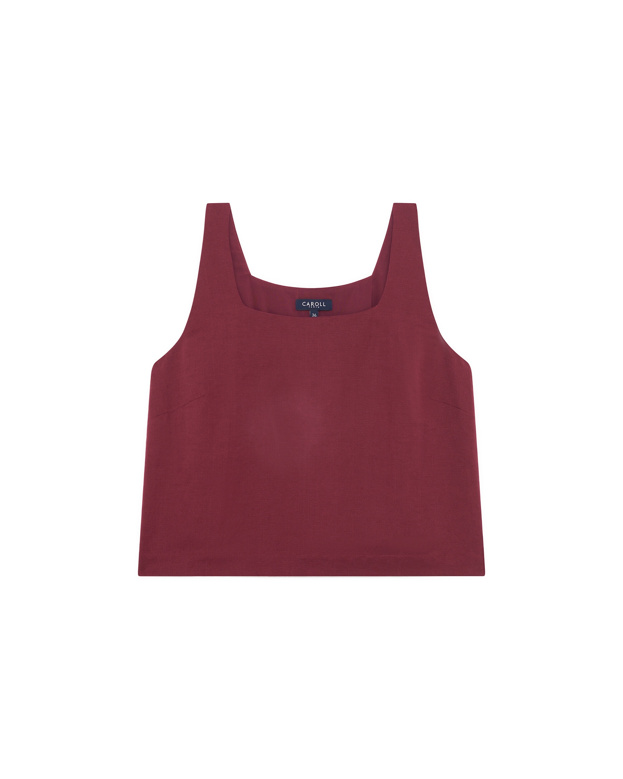 Top de mujer corte crop en lino - Caroll - Burdeos Burdeos-4