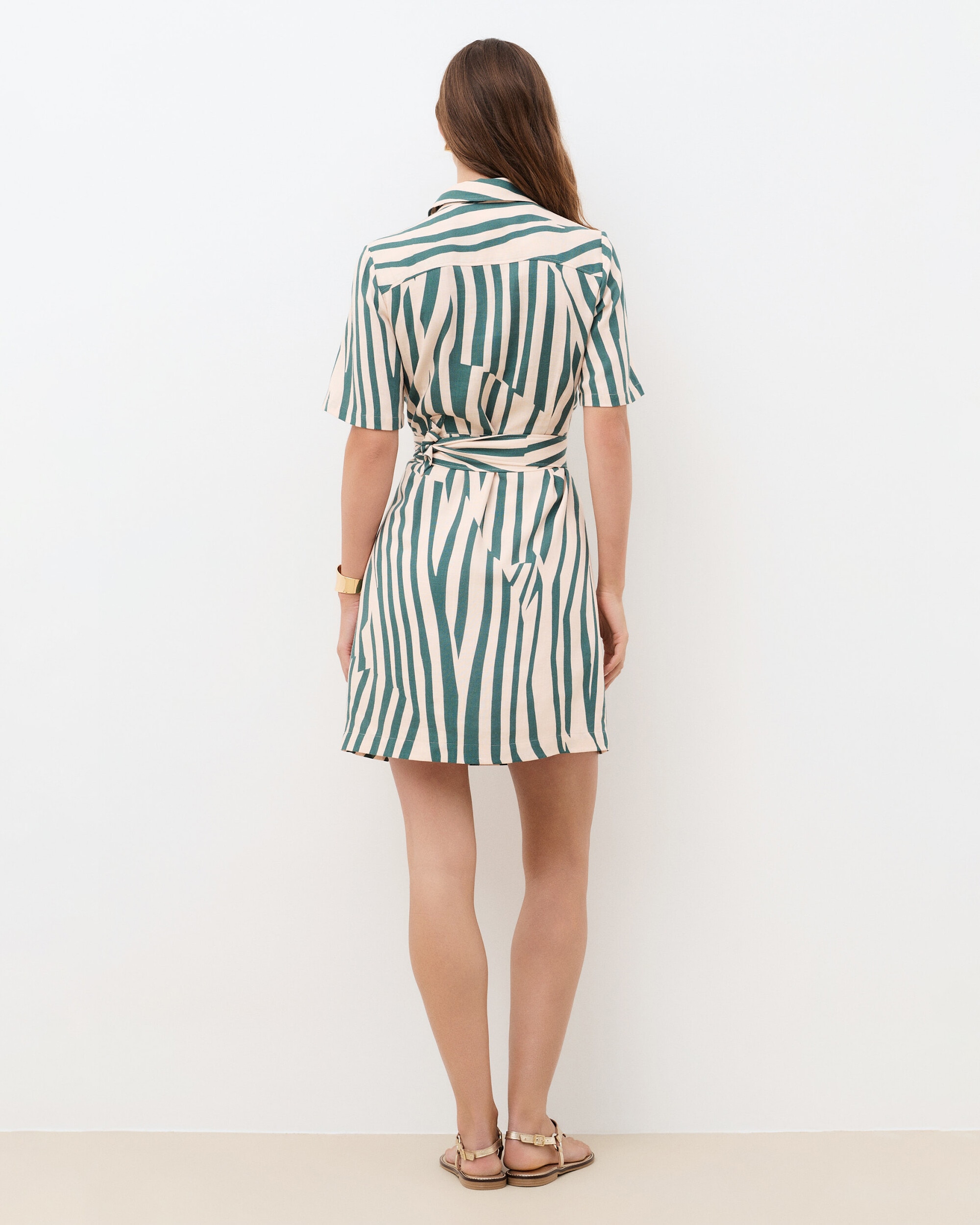 Vestido corto con bolsillos y cintura fruncido - Caroll - Turquesa Turquesa-2