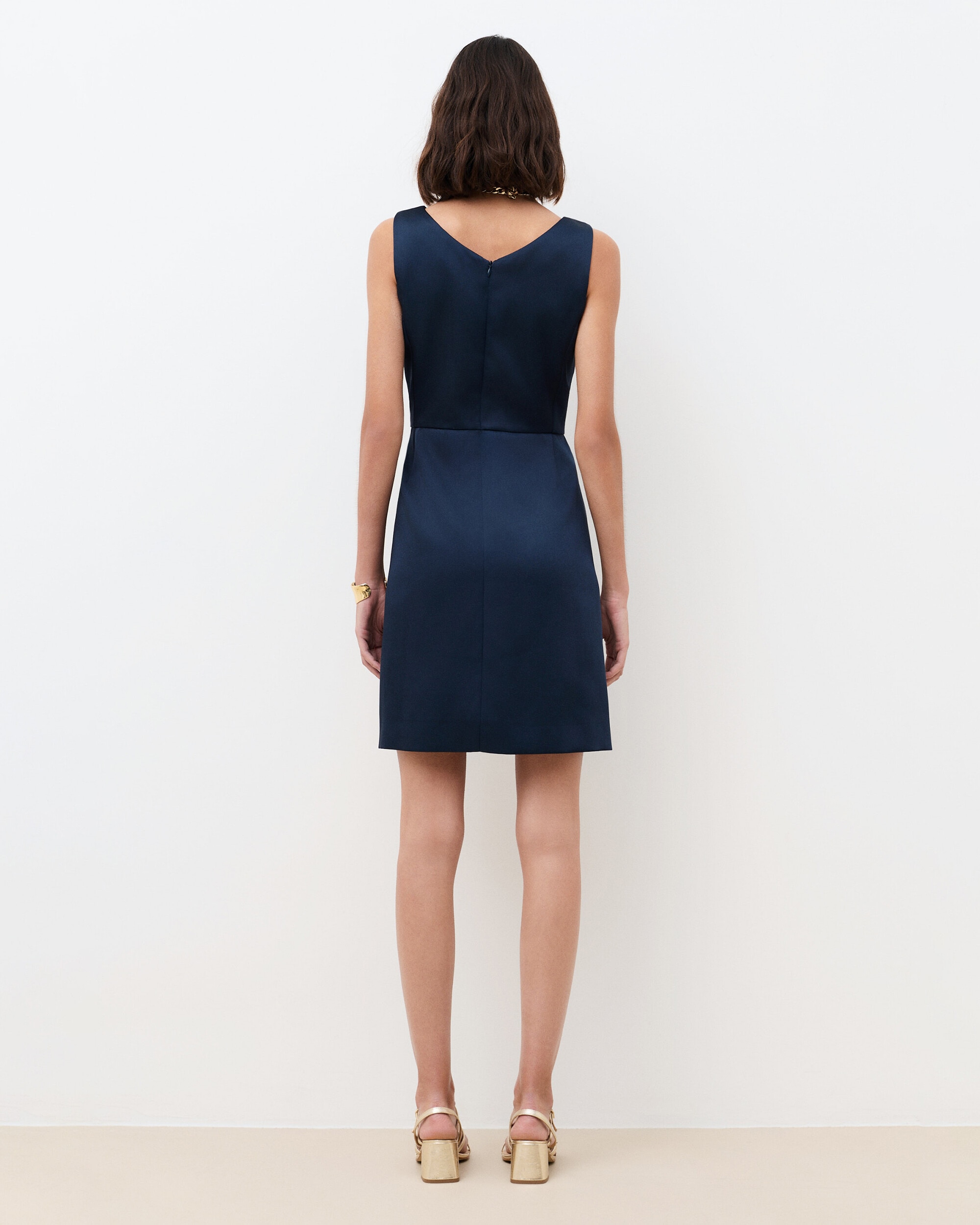 Vestido corto sin mangas con escote barco - Caroll - Azul marino Azul marino-2