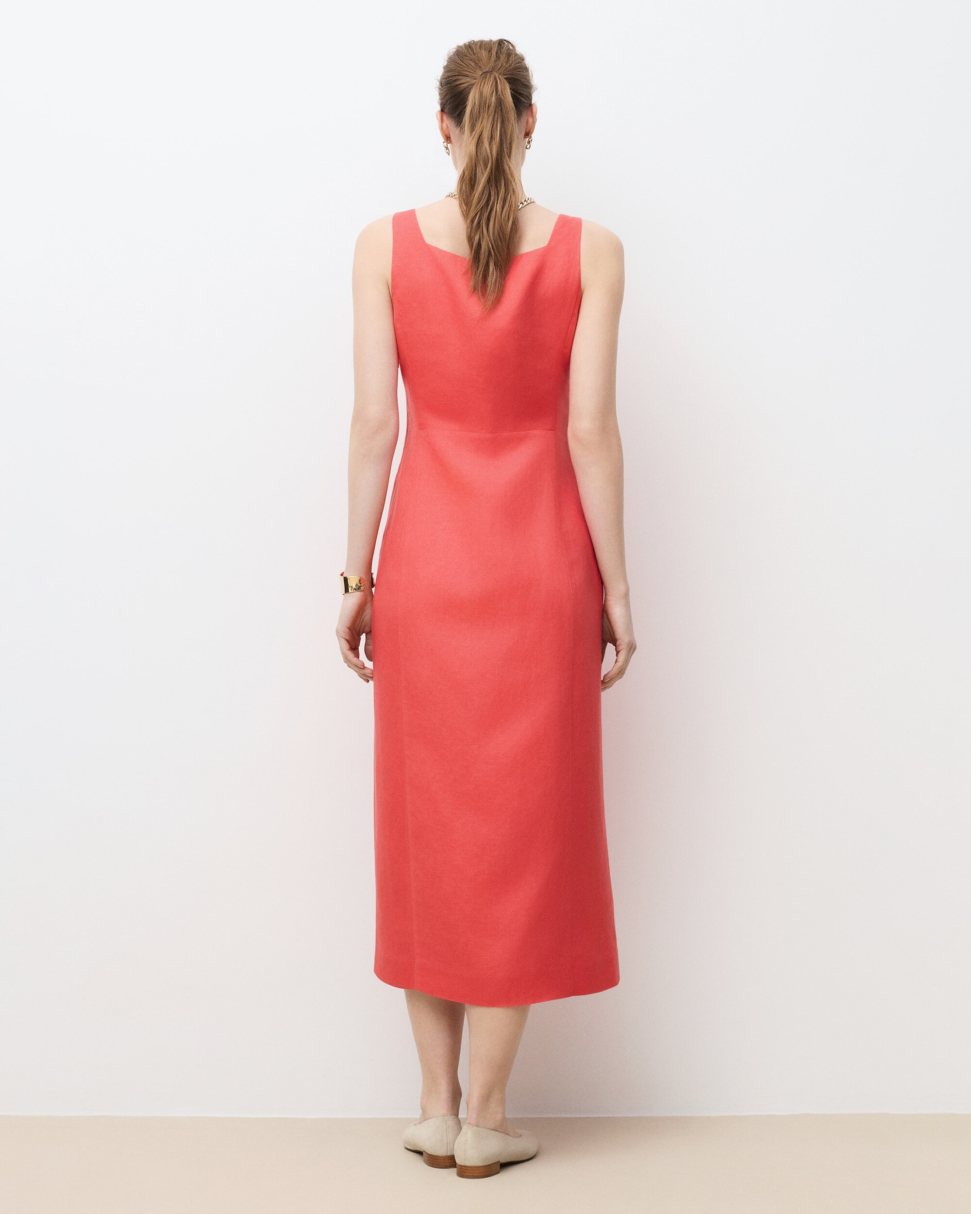 Vestido largo con efecto entallado - Caroll - Rojo Rojo-2
