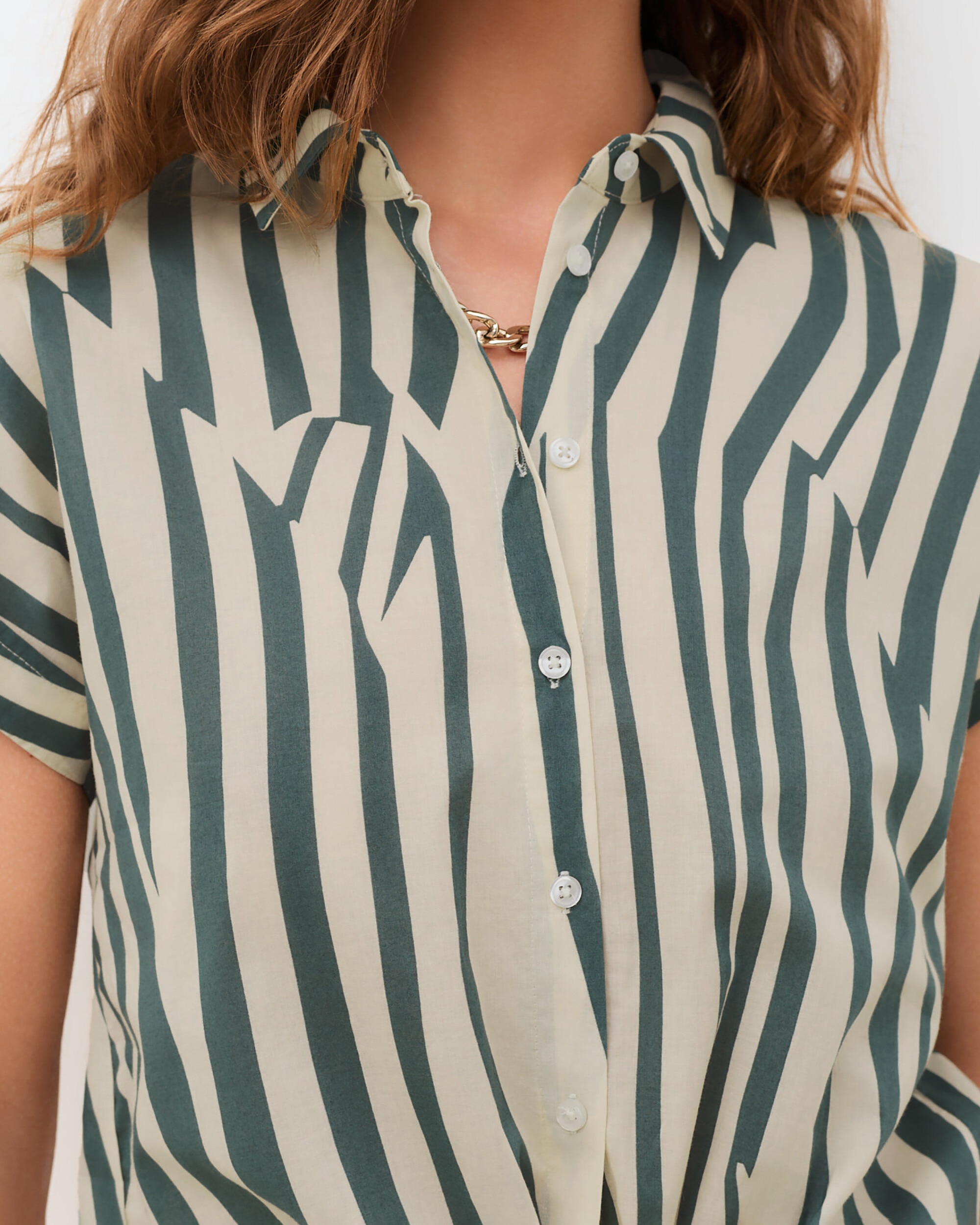 Camisa de mujer con estampado de rayas - Caroll - Turquesa Turquesa-3