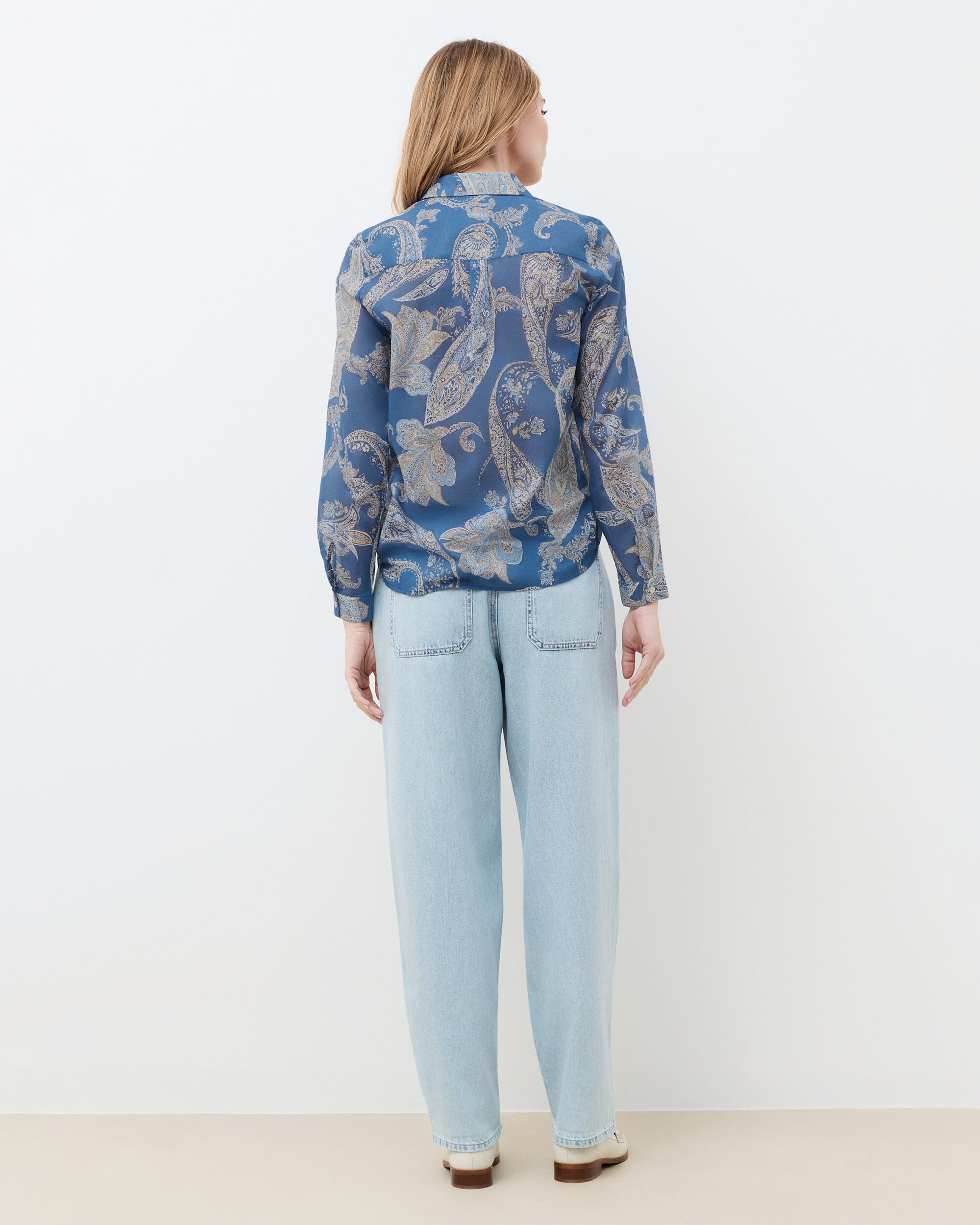 Camisa de mujer con estampado floral - Caroll - Azul marino / Verde Azul marino / Verde-2