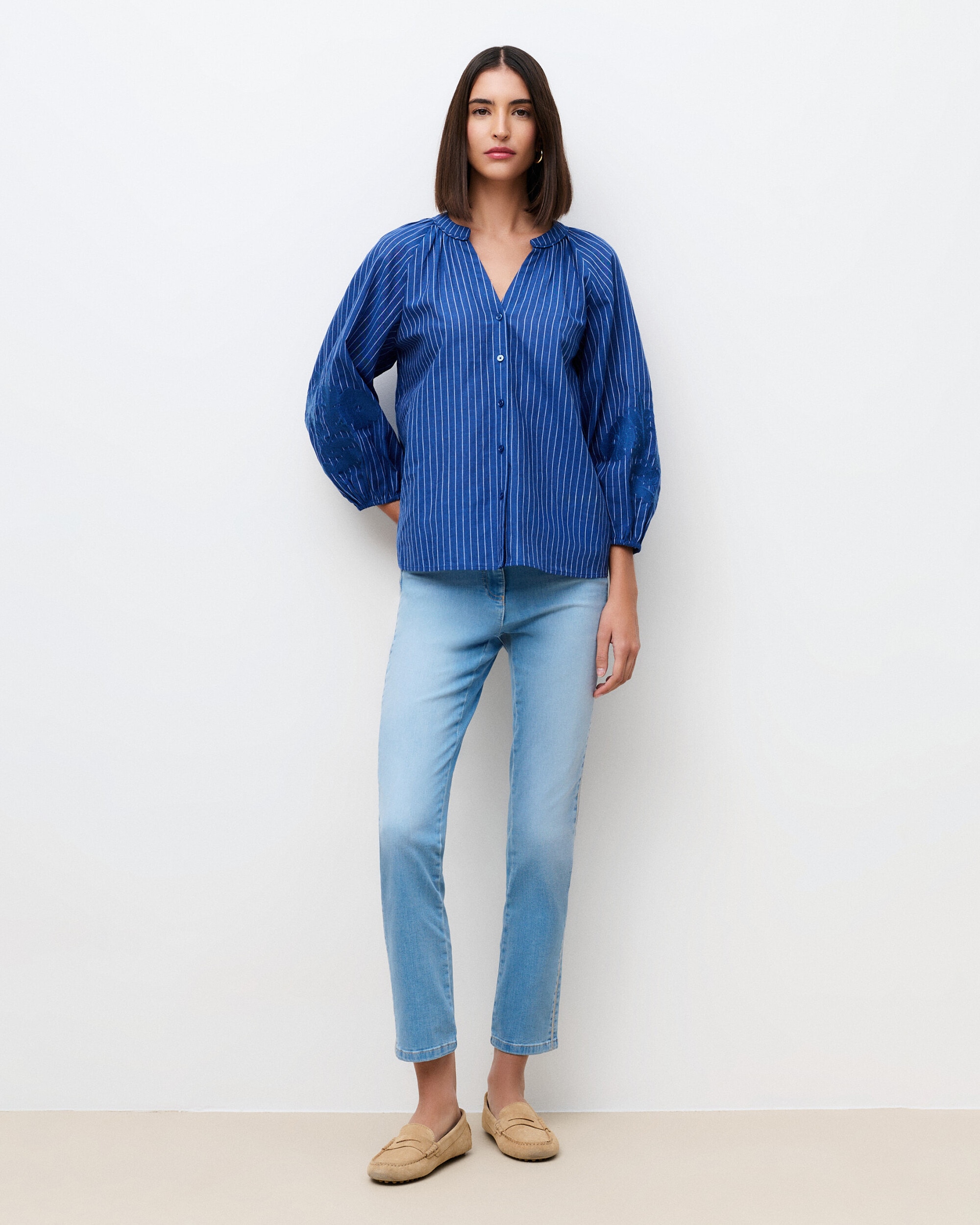 Caroll - Camisa de mujer con manga larga y estampado de rayas.