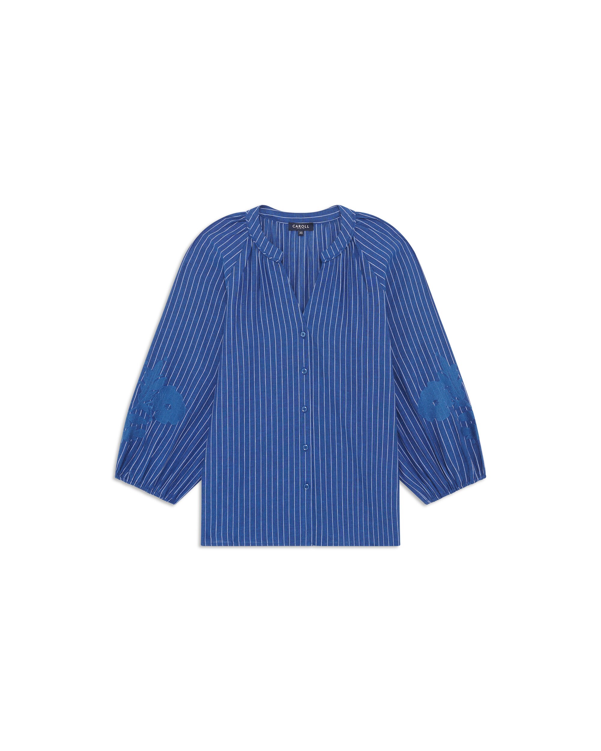 Camisa de mujer con manga larga y estampado de rayas - Caroll - Azul marino Azul marino-3