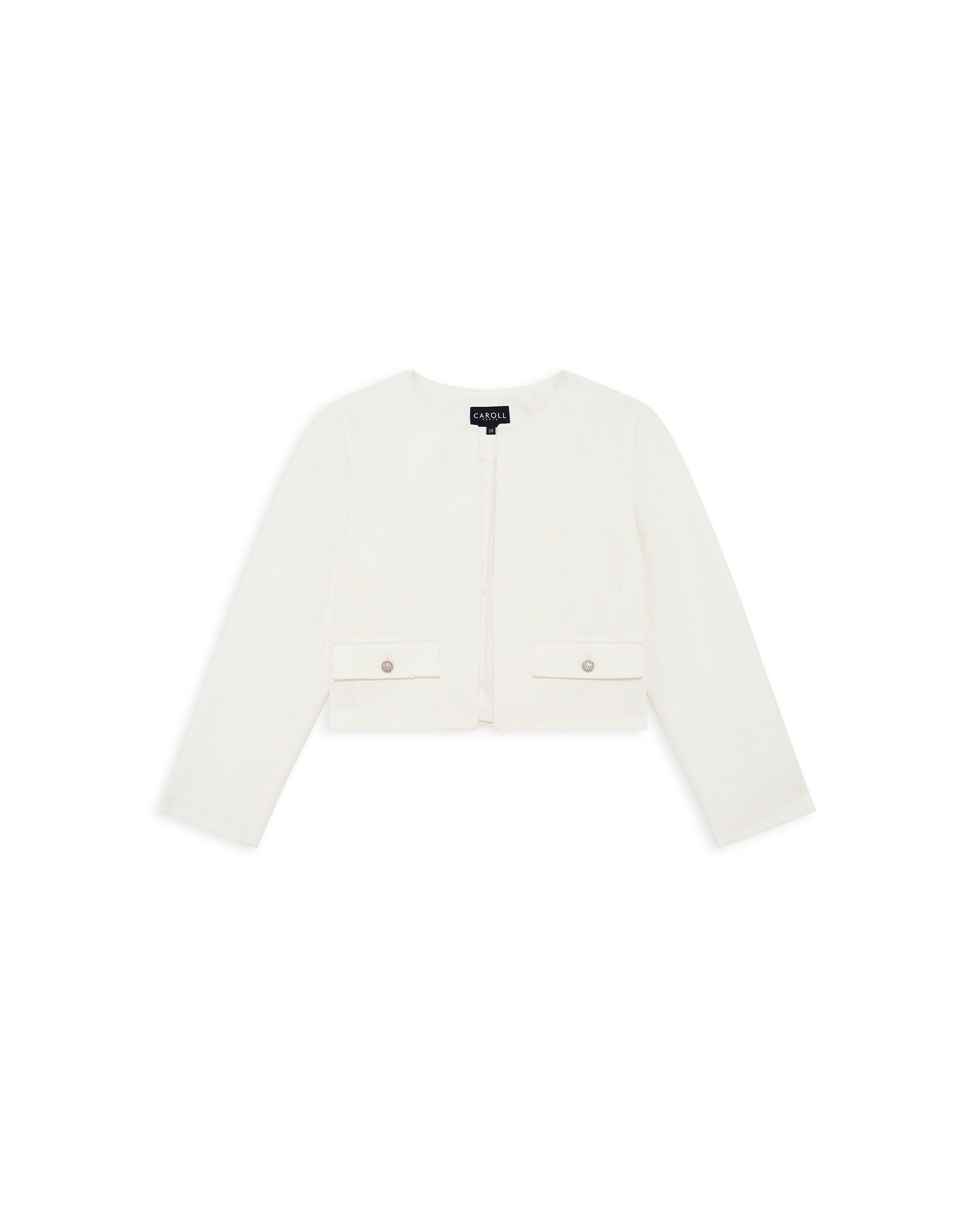 Chaqueta de mujer estilo corto con bolsillos italiano - Caroll - Crema Crema-4