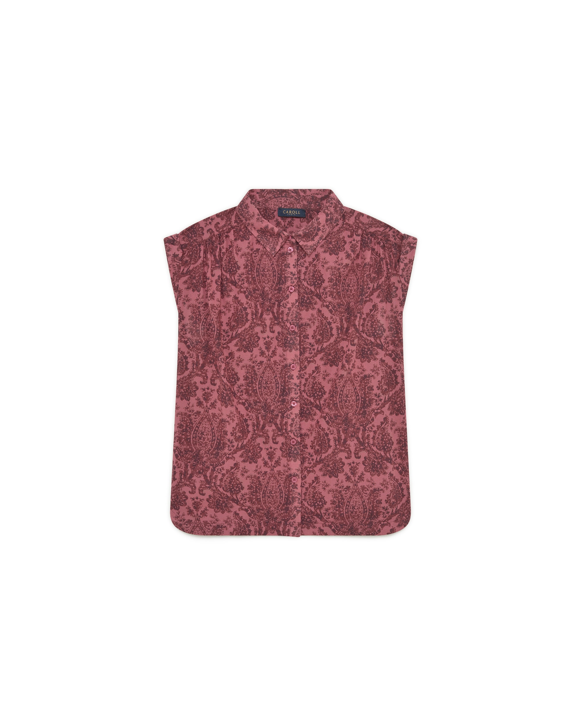 Camisa de mujer con estampado paisley sin mangas - Caroll - Rojo Rojo-4