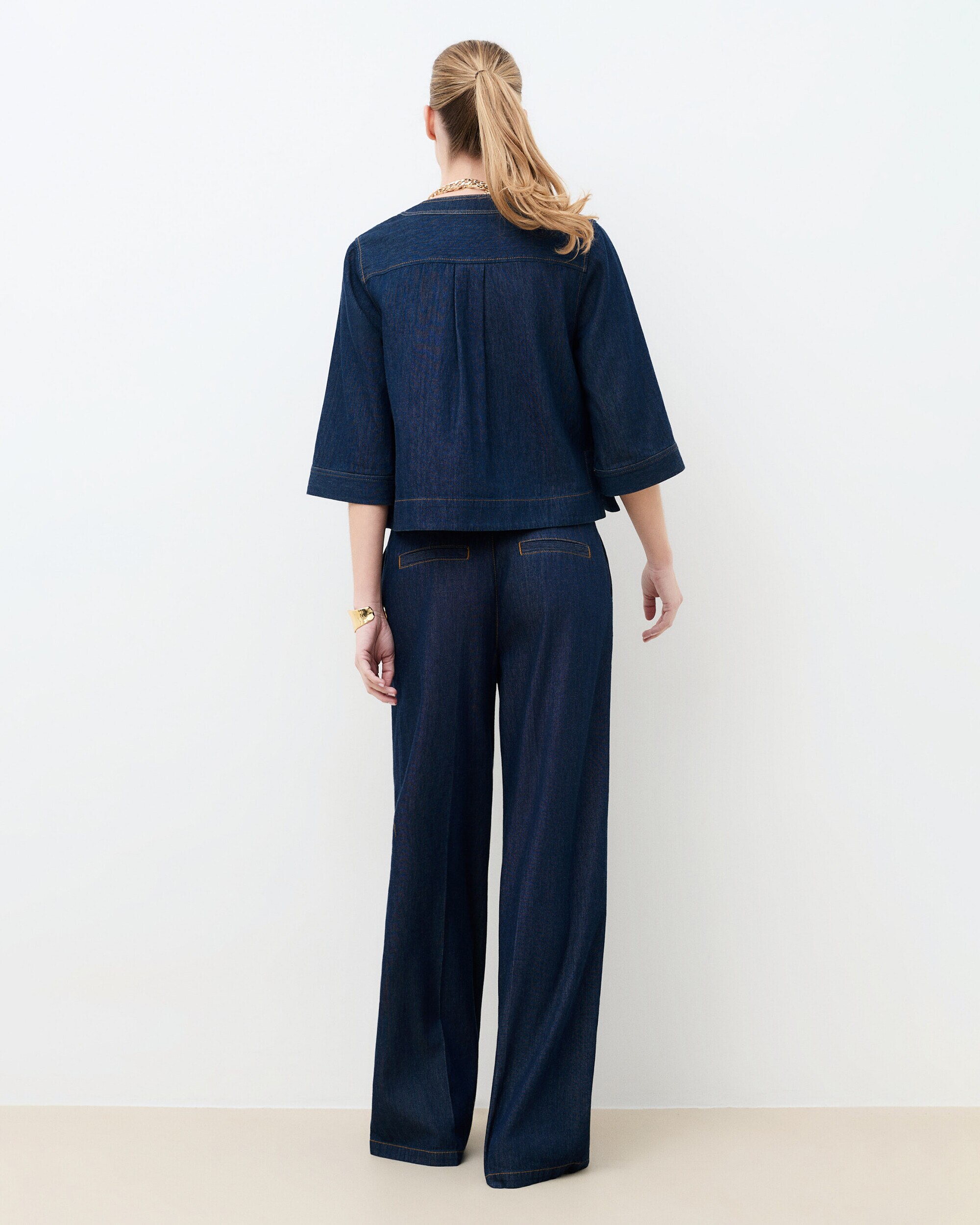 Camisa de mujer vaquera de mujer con manga francesa - Caroll - Azul denim Azul denim-2