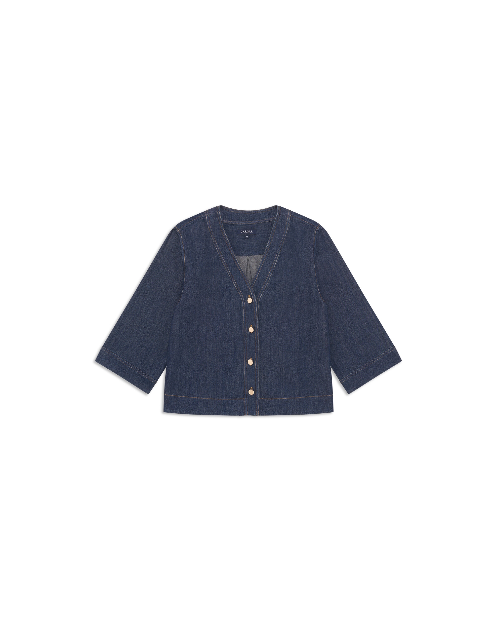 Camisa de mujer vaquera de mujer con manga francesa - Caroll - Azul denim Azul denim-4