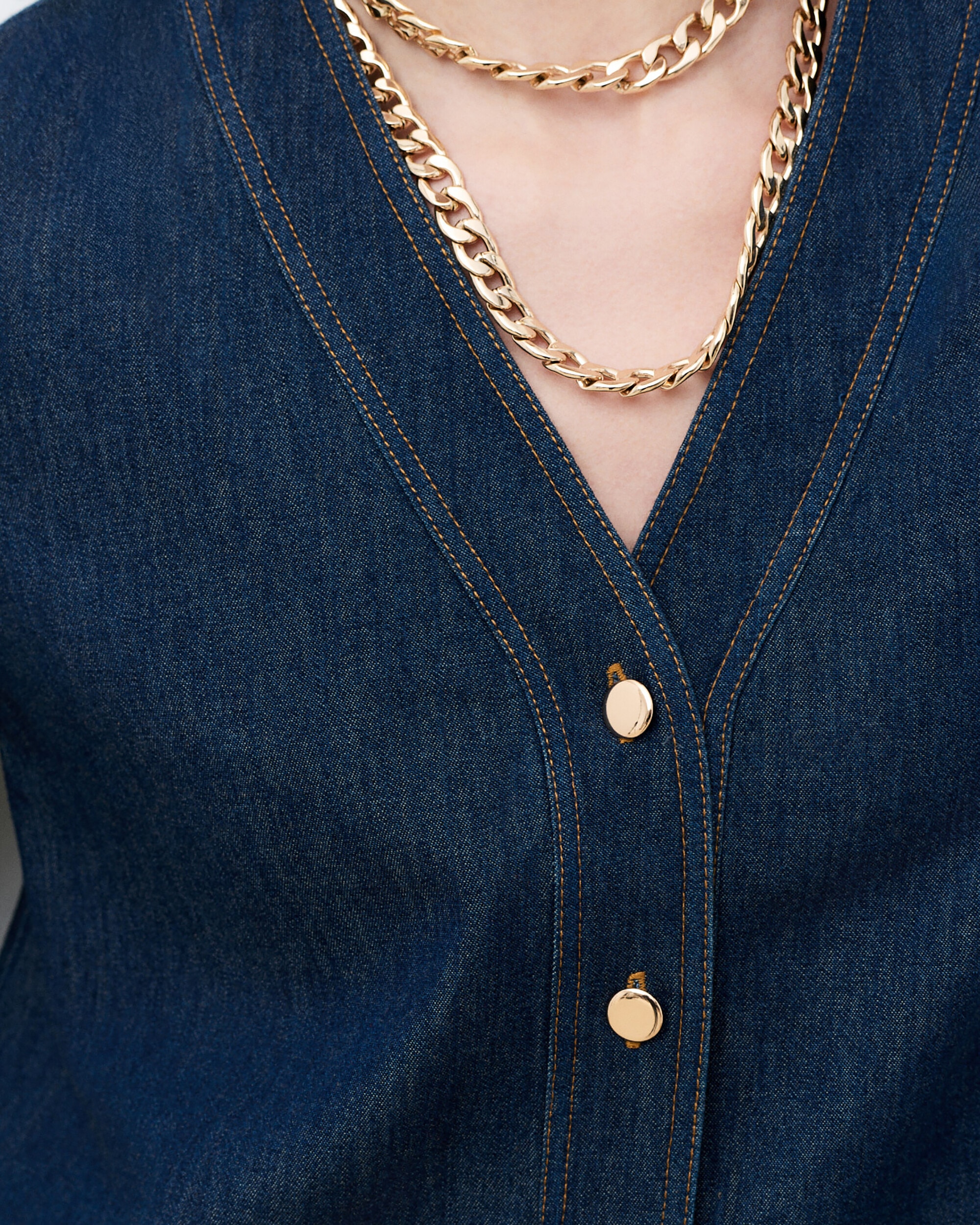 Camisa de mujer vaquera de mujer con manga francesa - Caroll - Azul denim Azul denim-3