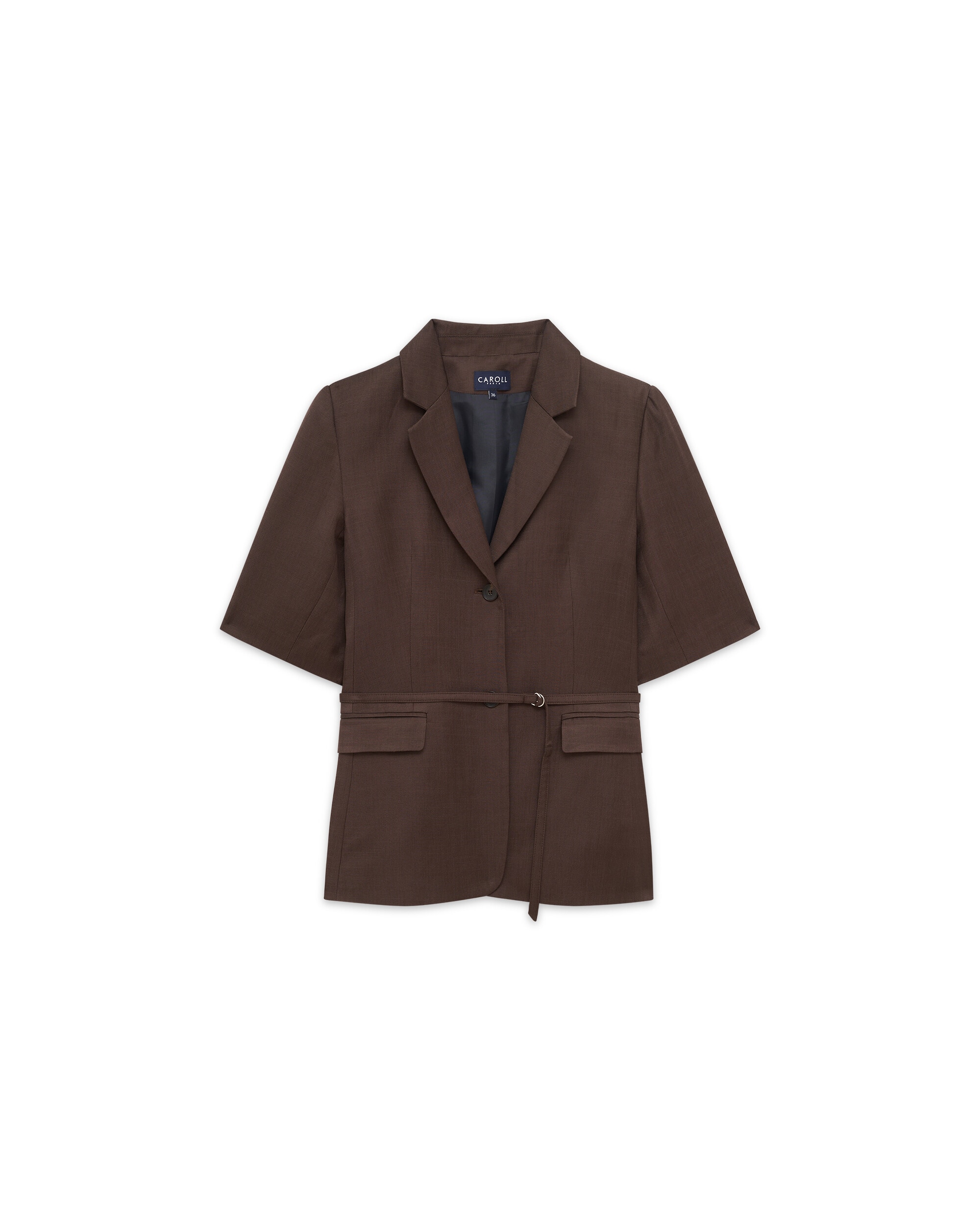 Blazer de mujer con manga francesa y cinturón - Caroll - Marrón Marrón-4