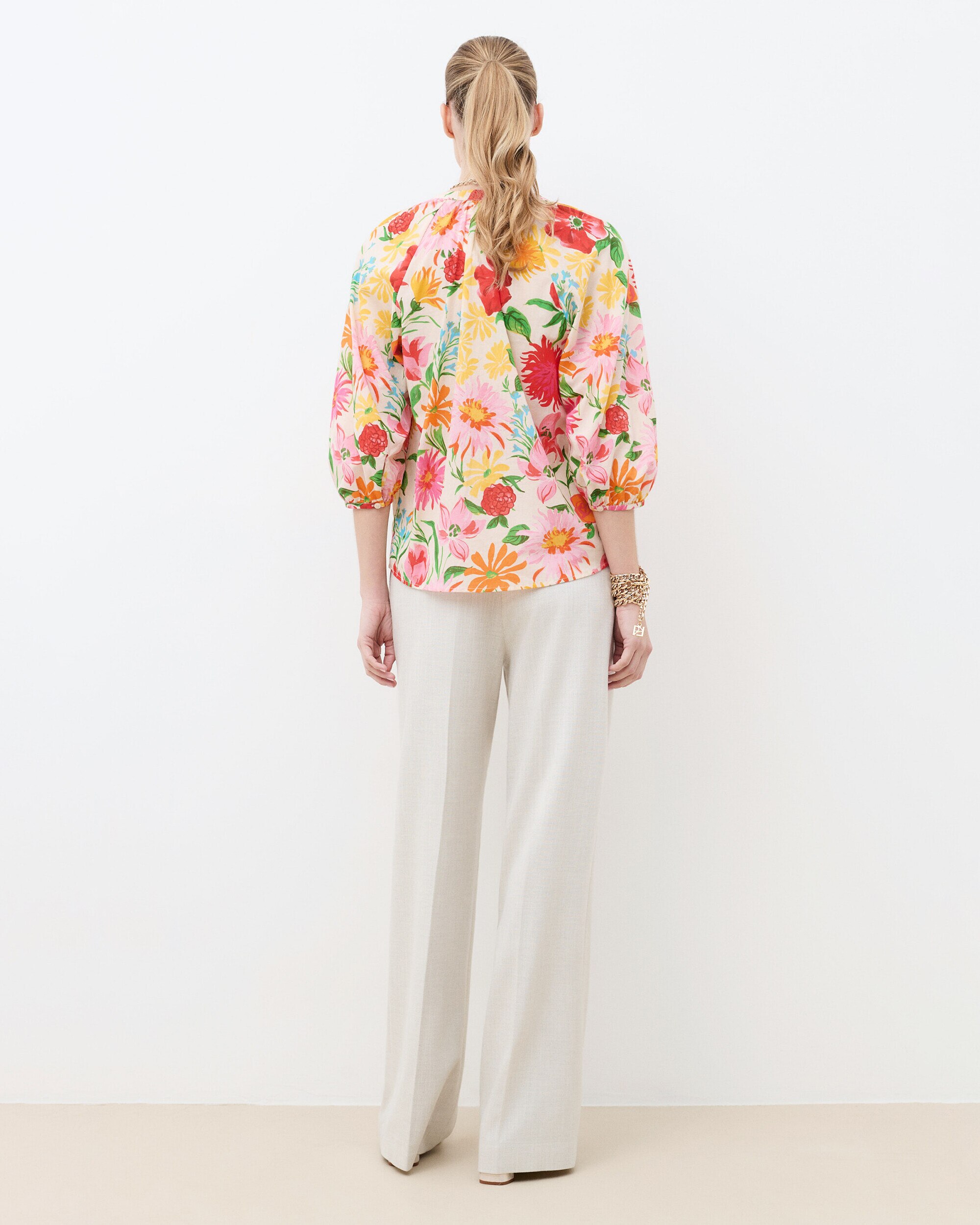 Camisa de mujer con estampado floral y manga francesa - Caroll - Natural Natural-2