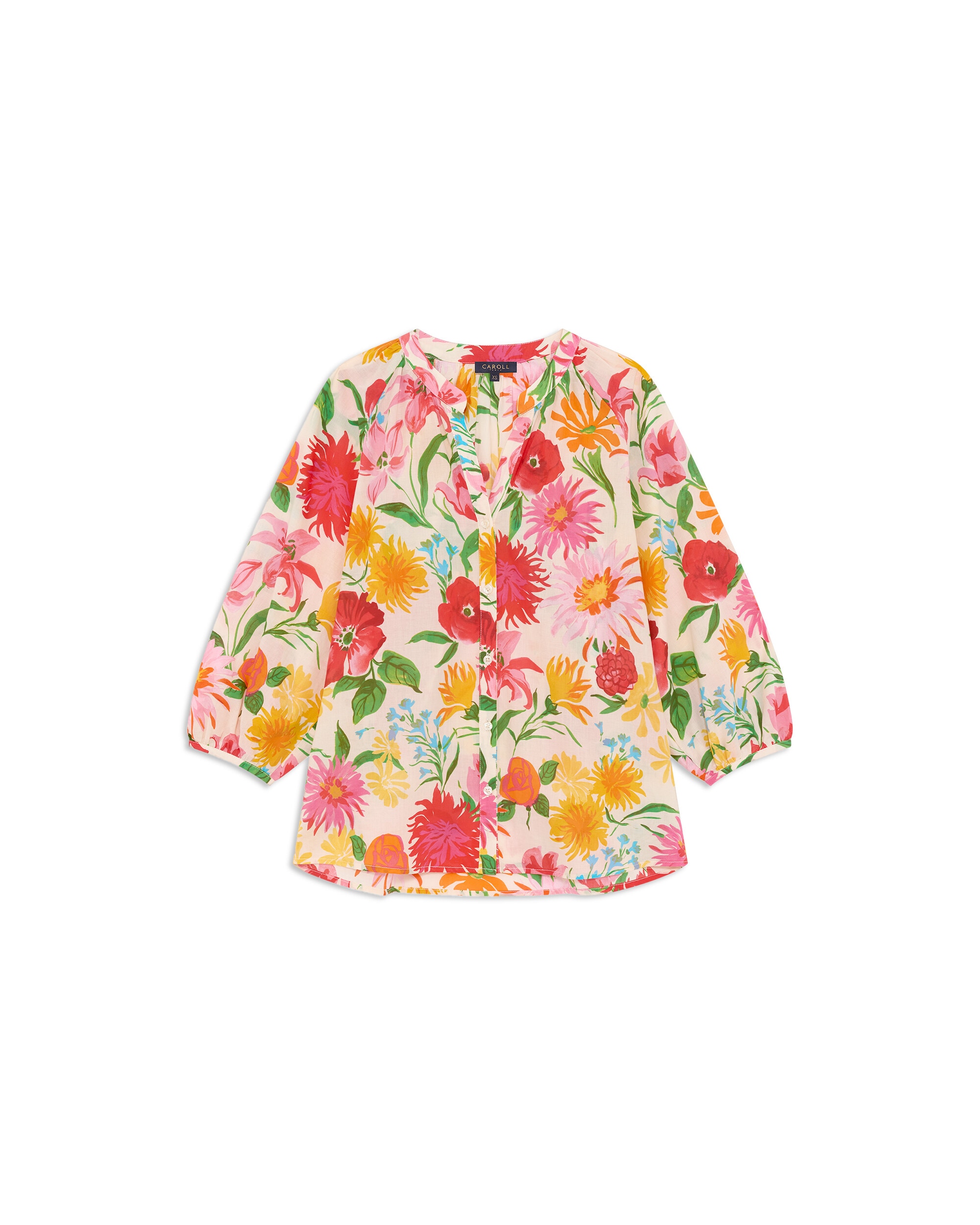 Camisa de mujer con estampado floral y manga francesa - Caroll - Natural Natural-4