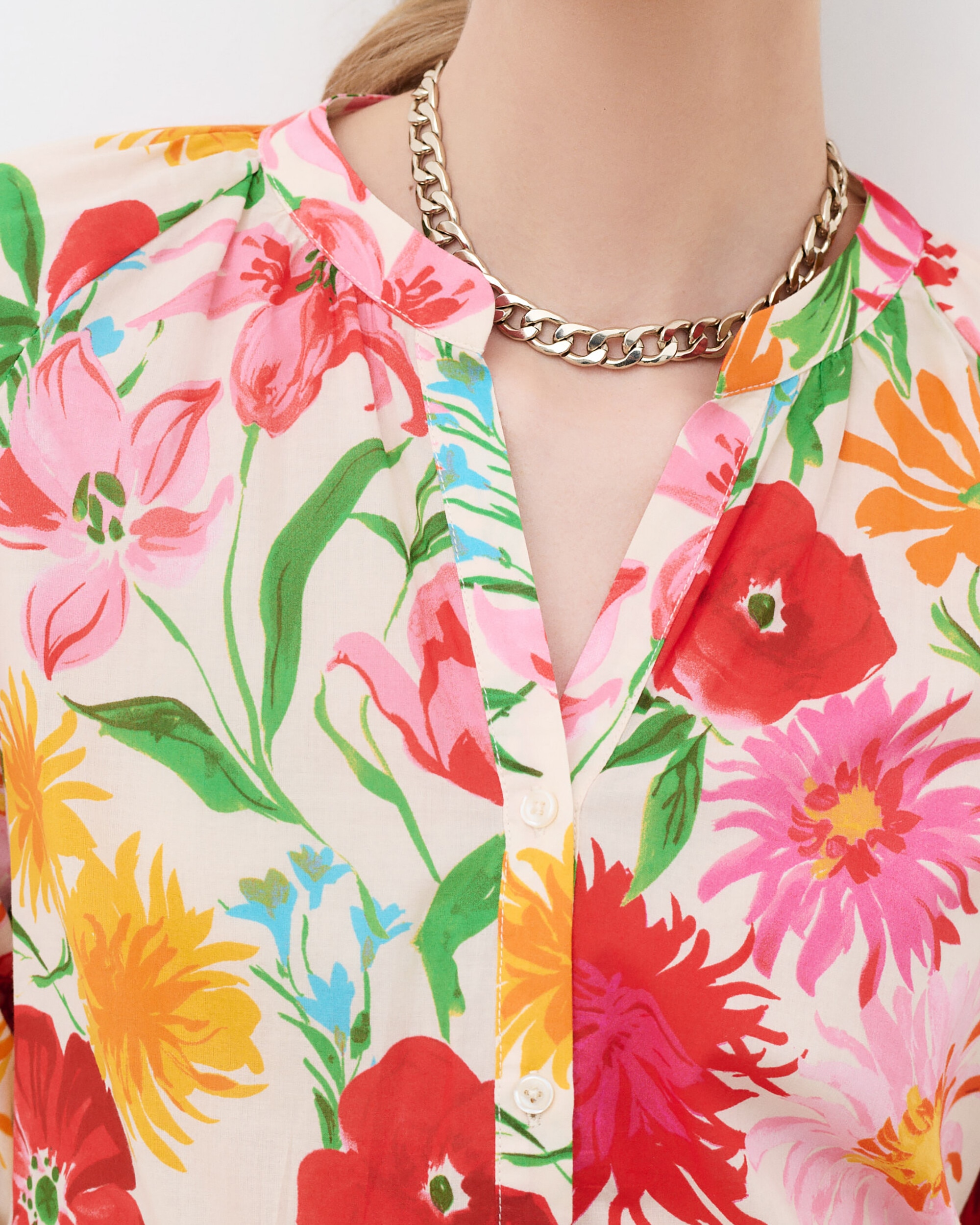 Camisa de mujer con estampado floral y manga francesa - Caroll - Natural Natural-3