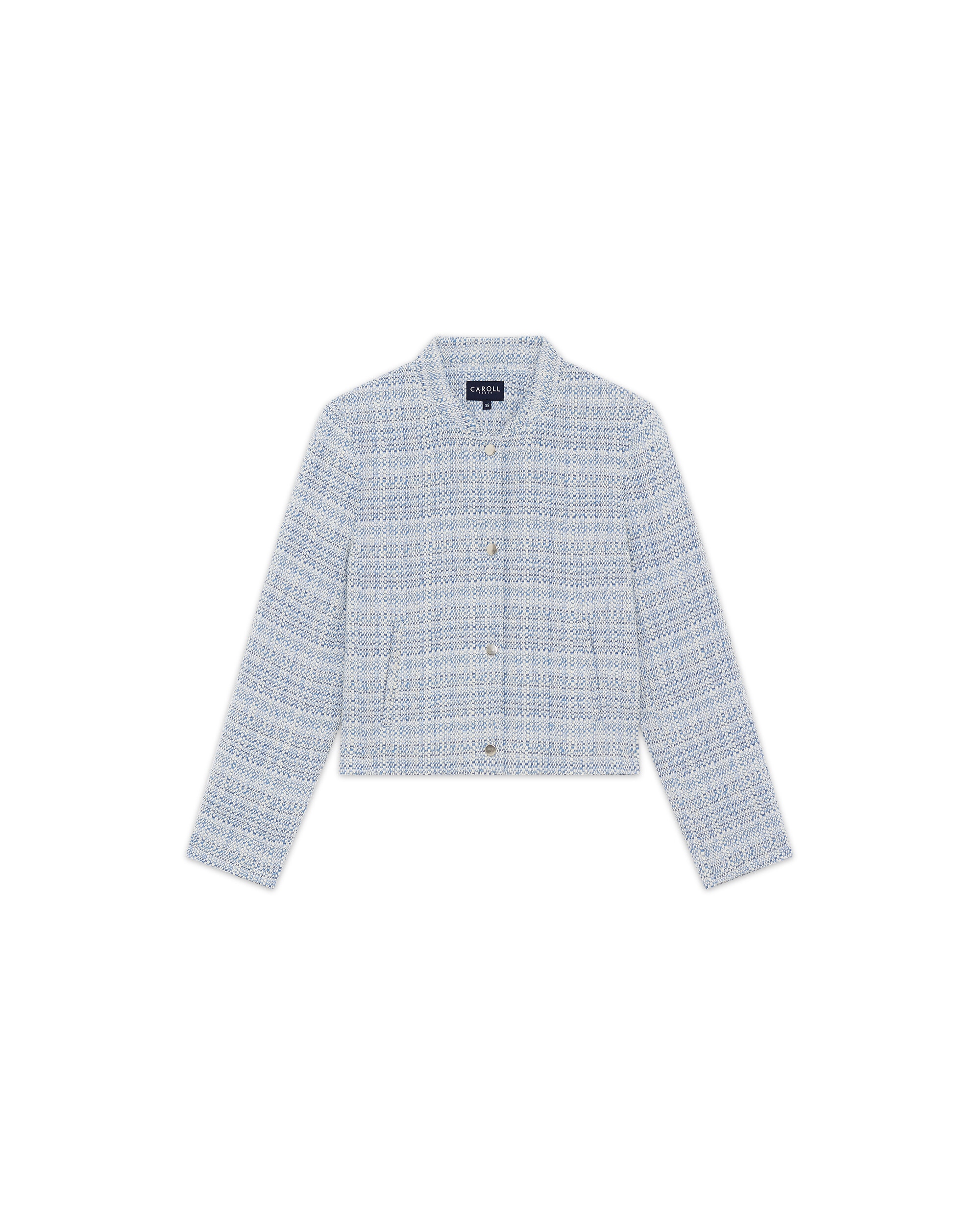 Chaqueta de mujer de mujer en tweed de algodón con botones a contraste - Caroll - Azul claro Azul claro-4