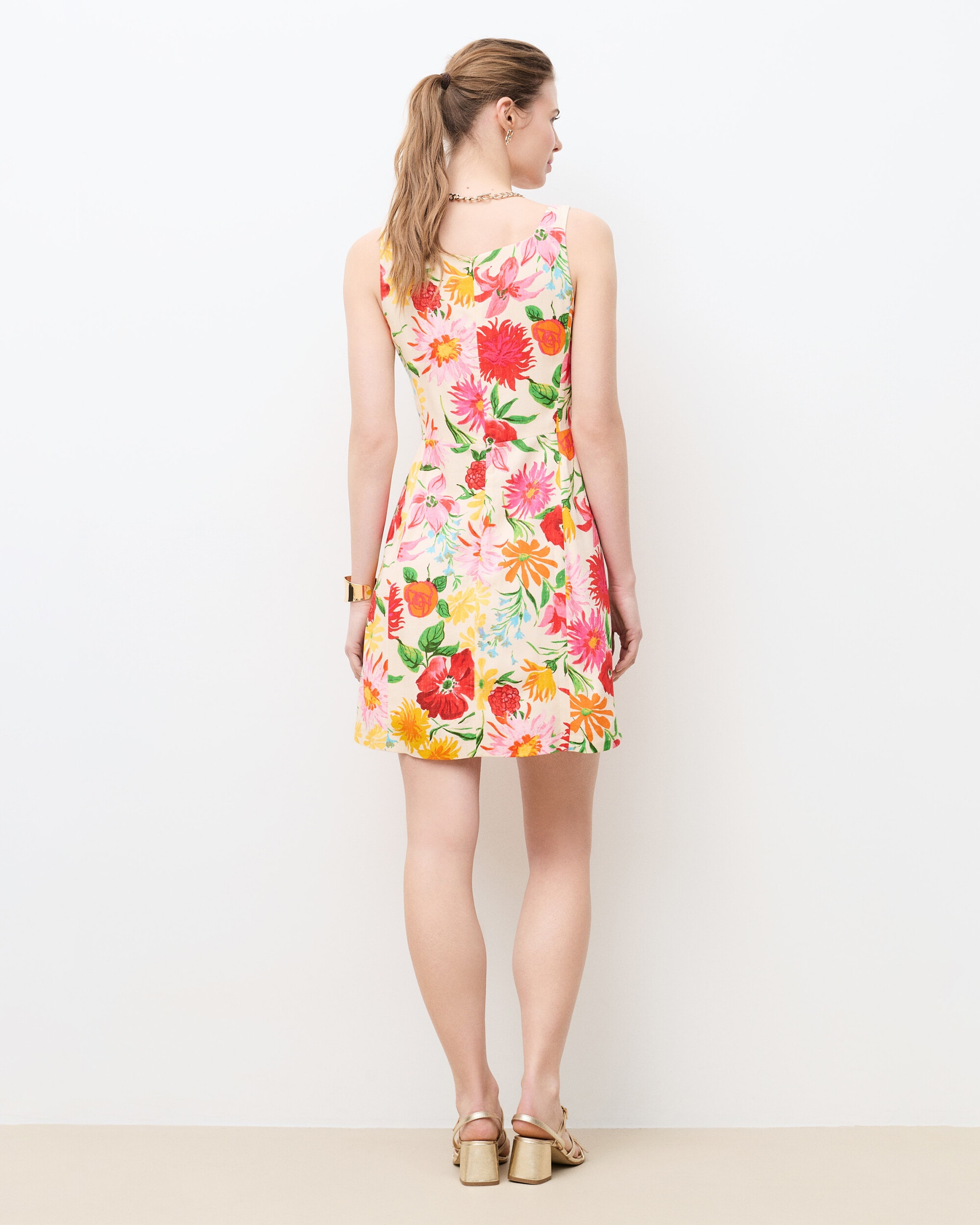Vestido corto con estampado floral - Caroll - Natural Natural-2