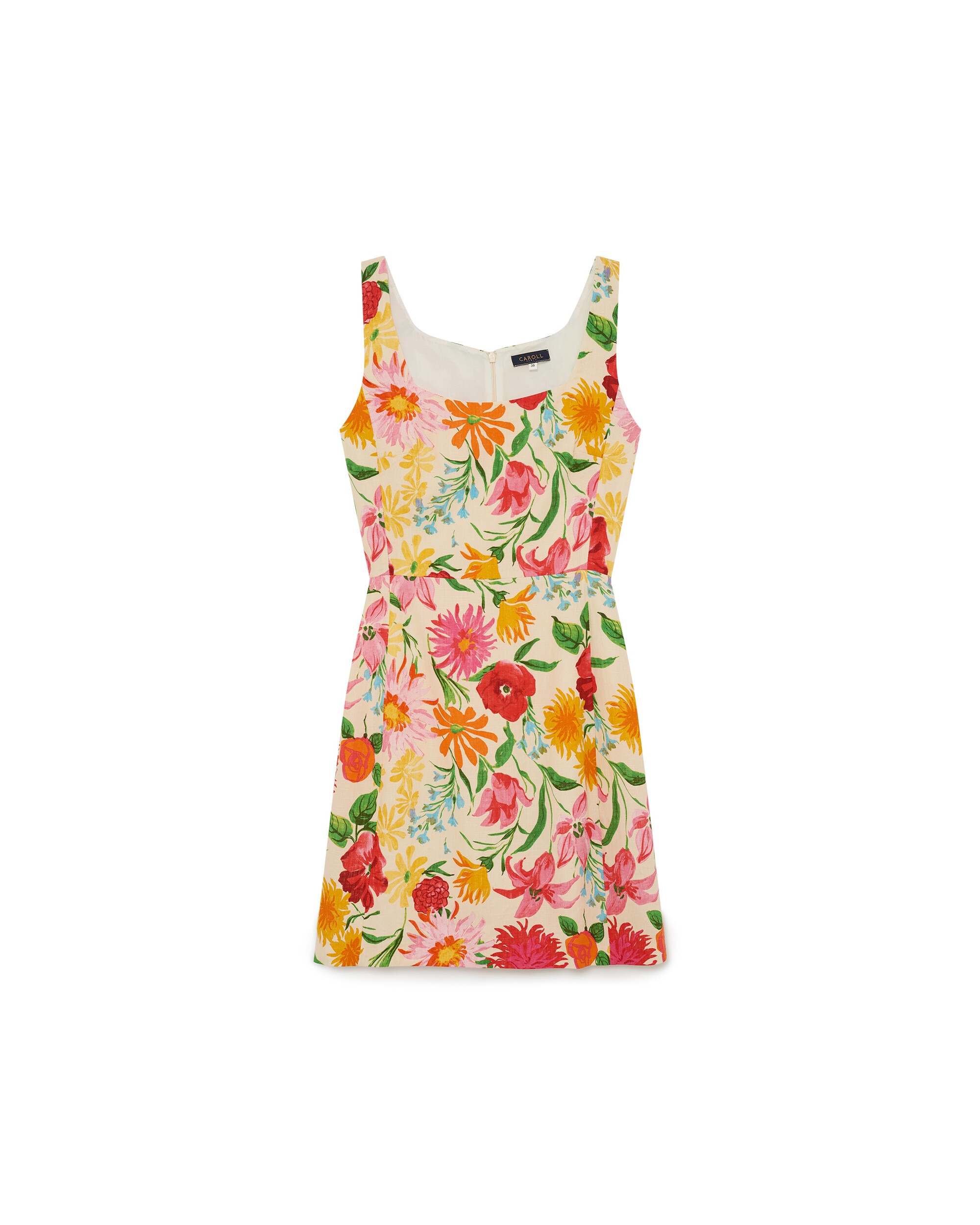 Vestido corto con estampado floral - Caroll - Natural Natural-4