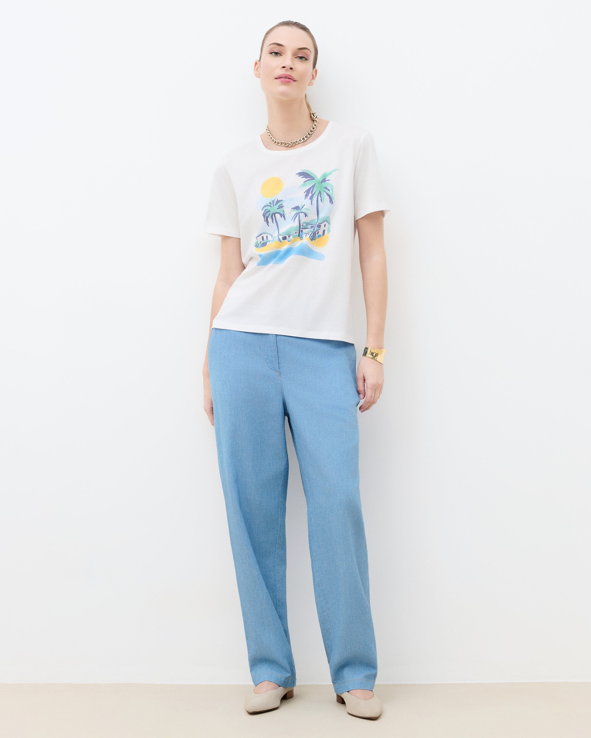 Camiseta de mujer con manga corta y estampado - Caroll - Crudo Crudo-1