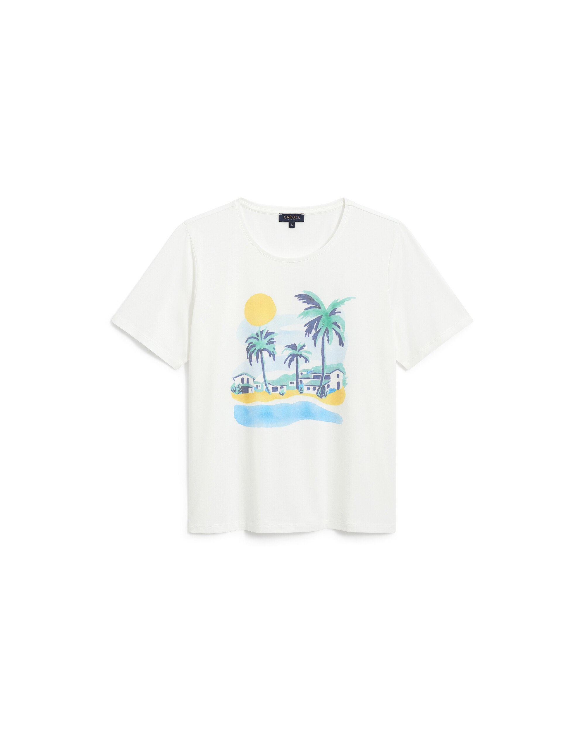 Camiseta de mujer con manga corta y estampado - Caroll - Crudo Crudo-4