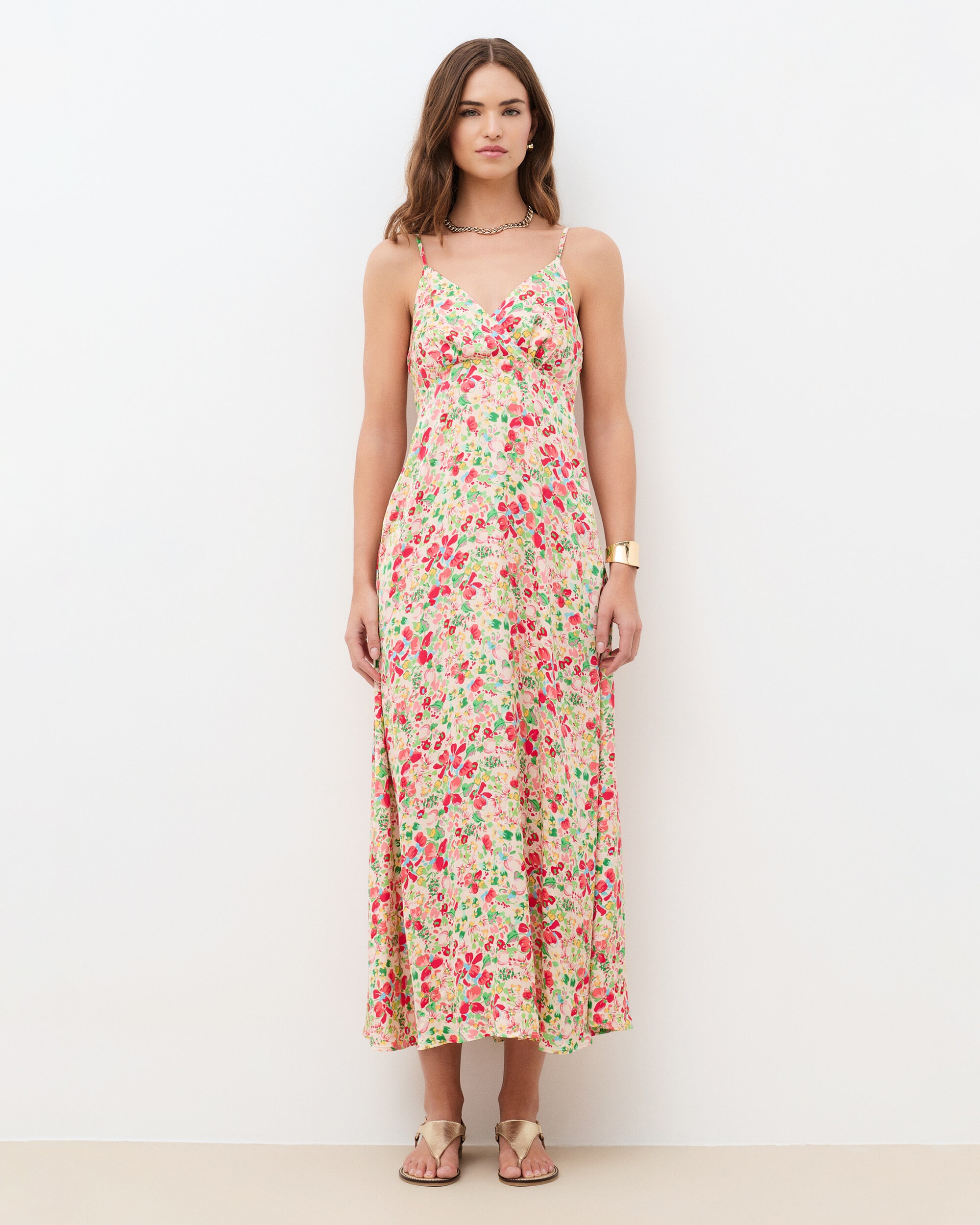 Caroll - Vestido largo de tirantes con estampado floral.