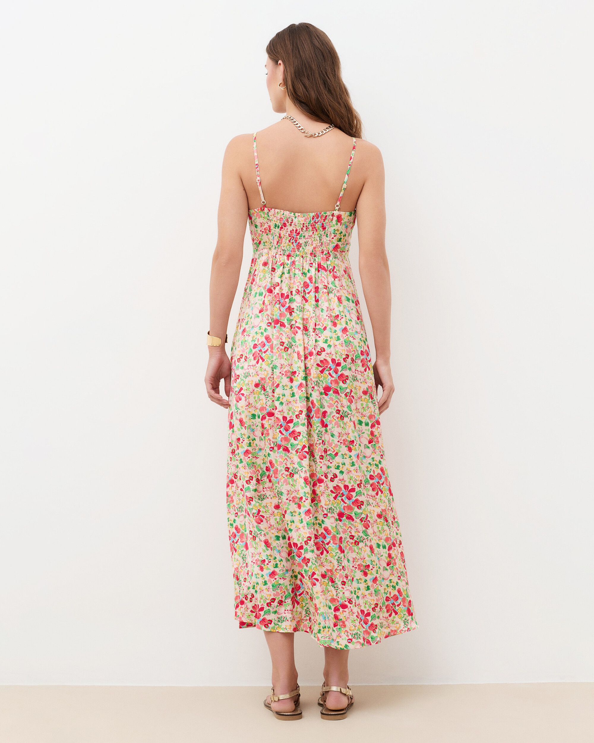 Vestido largo de tirantes con estampado floral - Caroll - Crudo Crudo-2