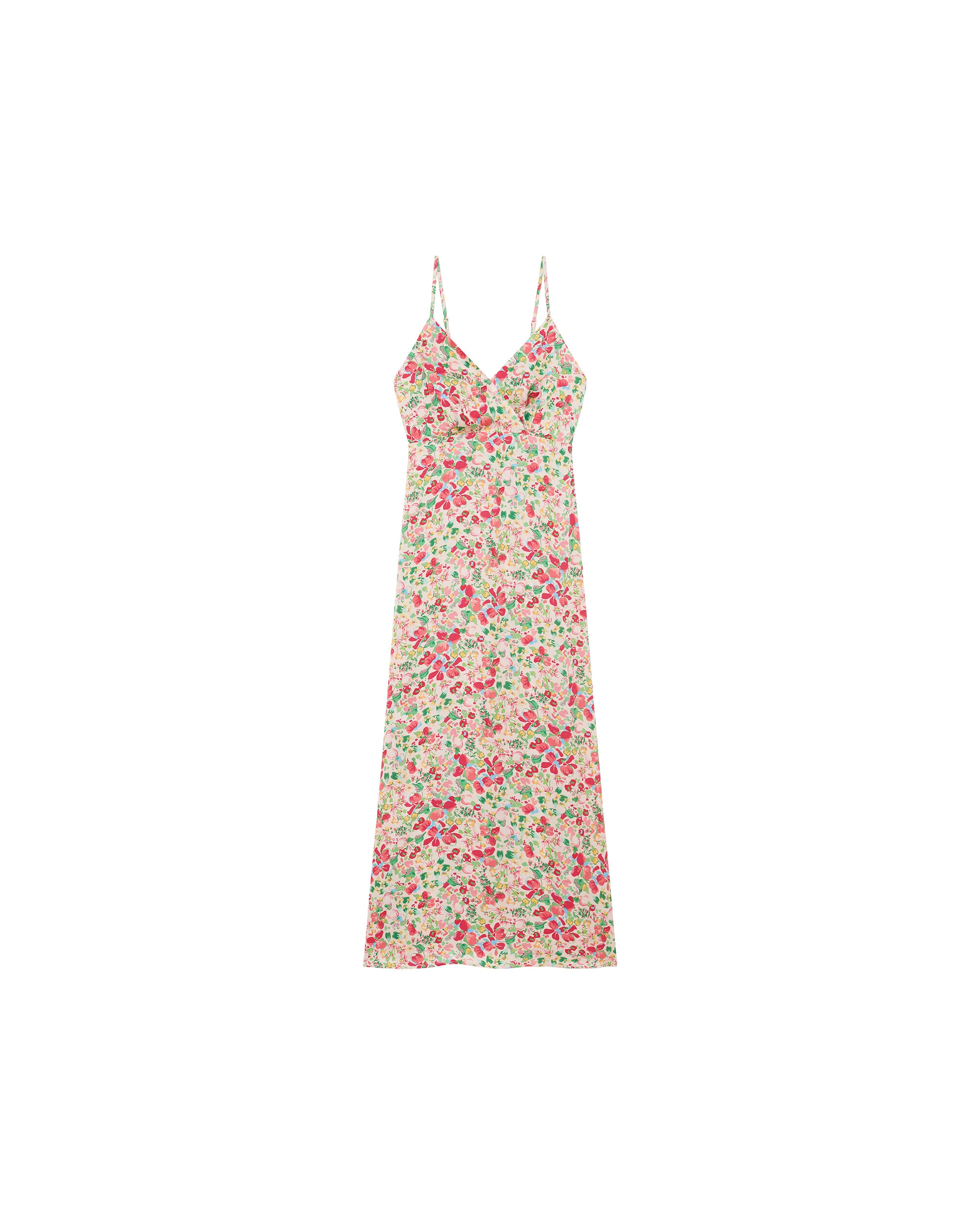 Vestido largo de tirantes con estampado floral - Caroll - Crudo Crudo-4