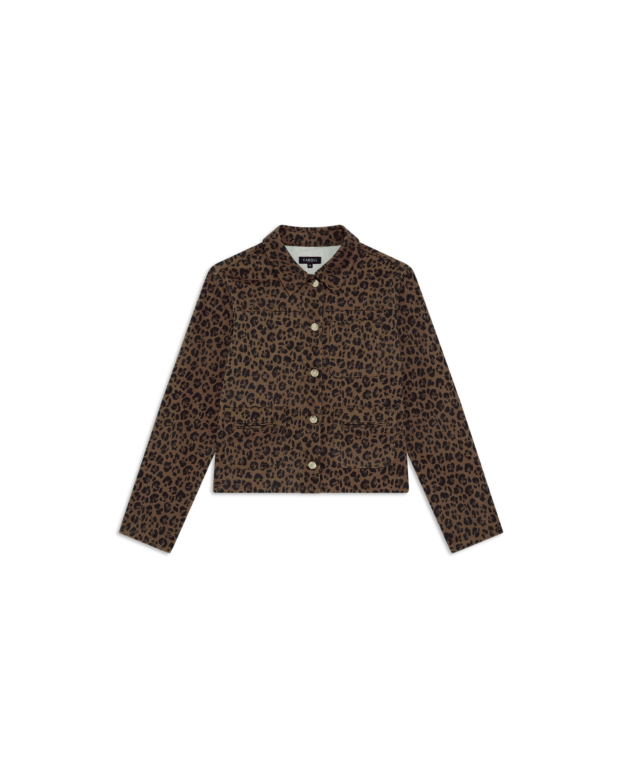 Chaqueta de mujer de mujer con bolsillos y estampado animaler - Caroll - Marrón Marrón-4