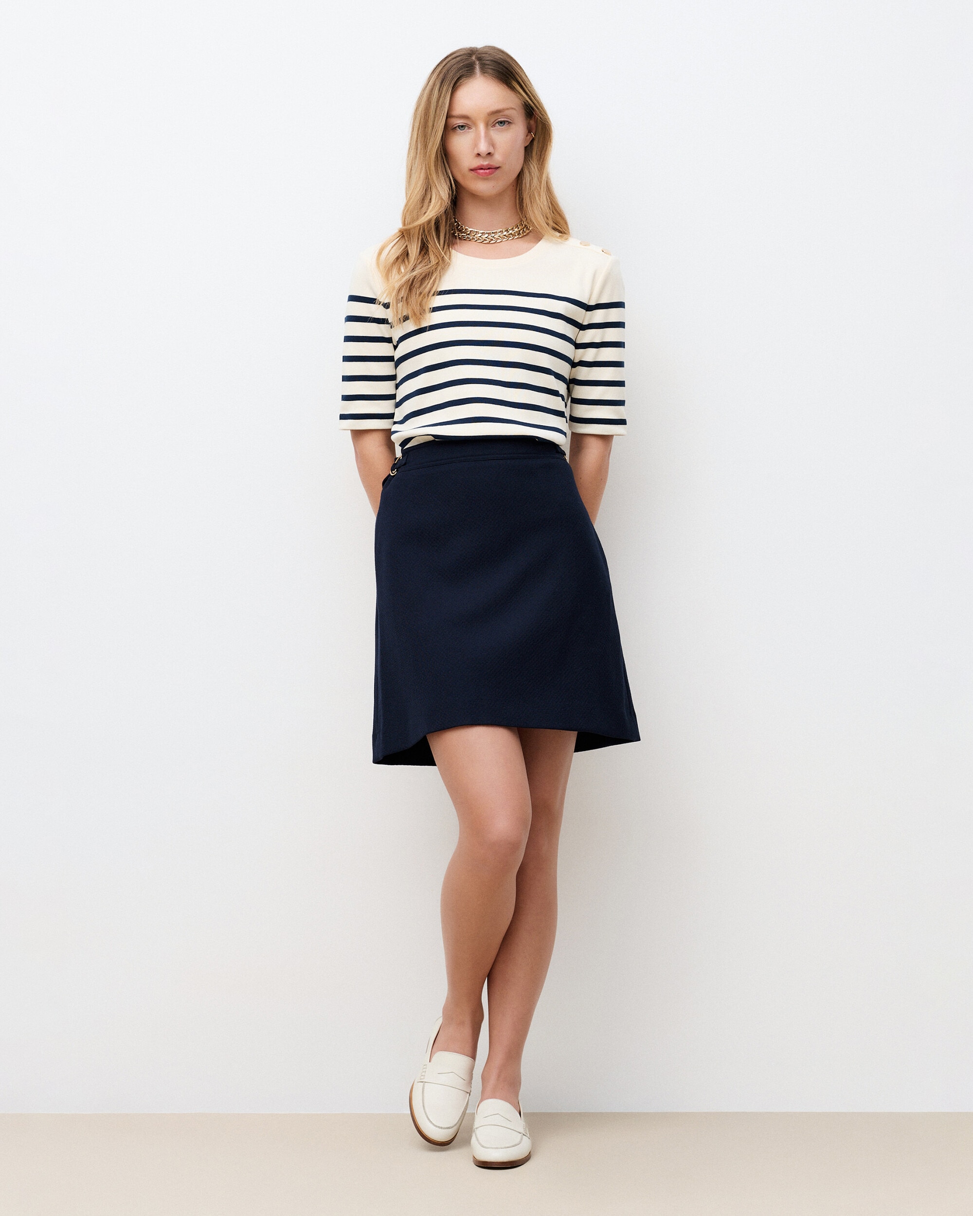Caroll - Falda midi de mujer con lana y hebillas.