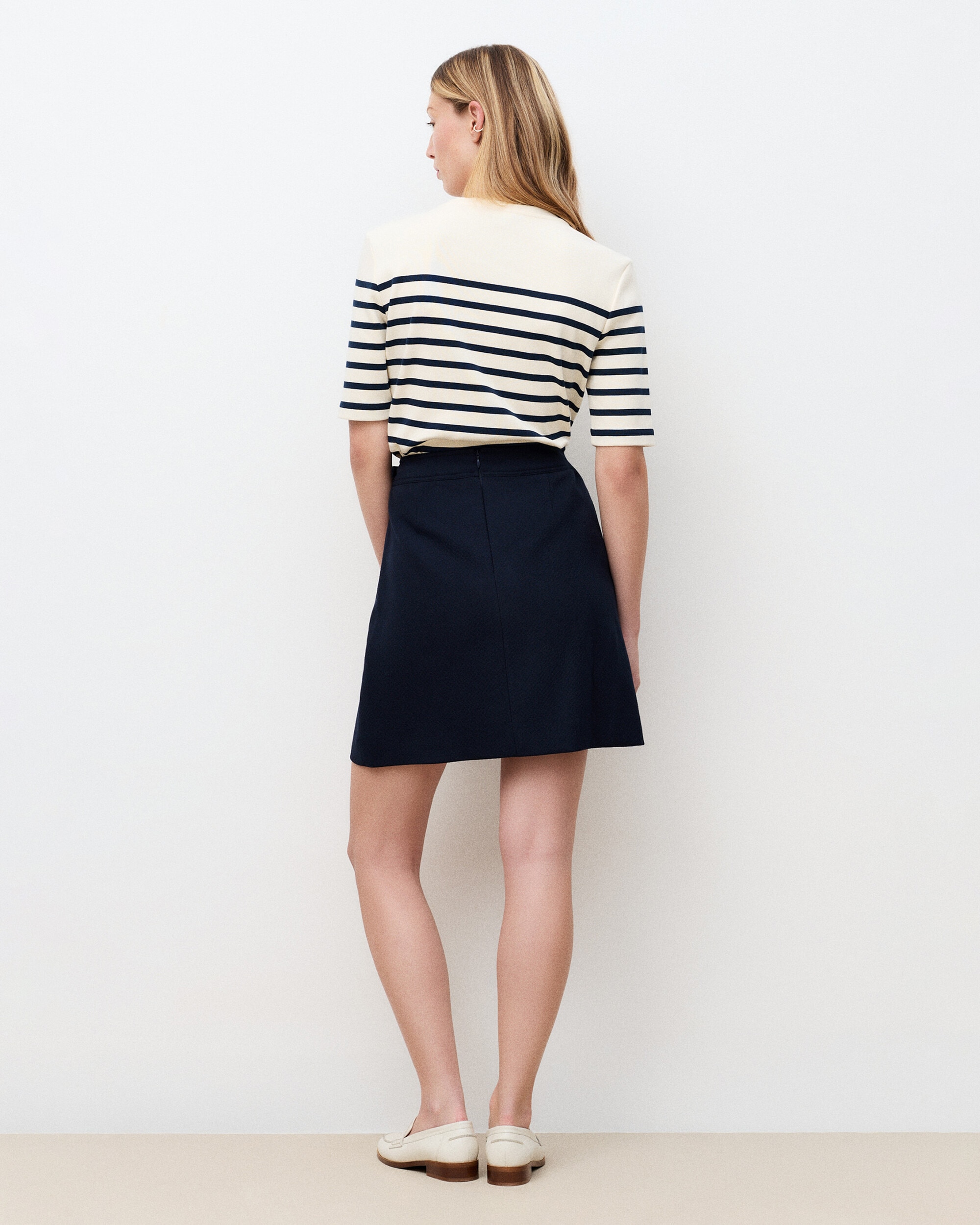 Falda midi de mujer con lana y hebillas - Caroll - Azul Azul-2