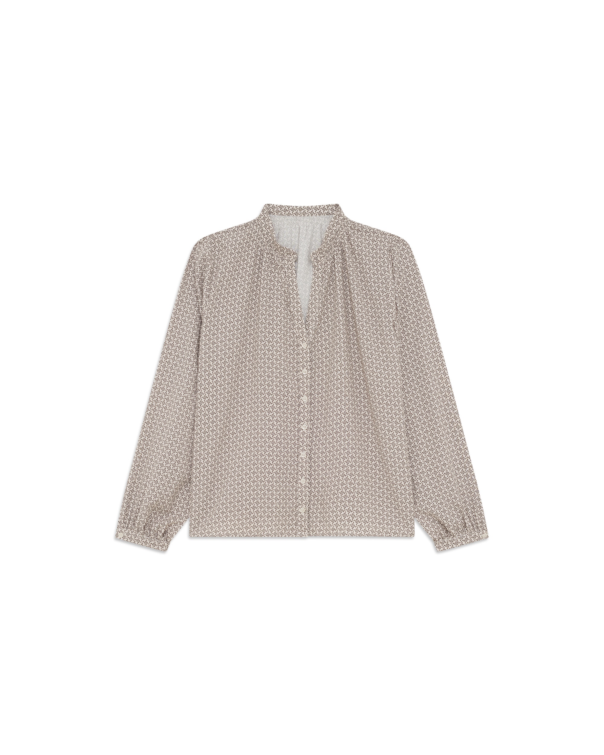 Camisa de mujer con cuello mao y estampado geométrico - Caroll - Crema Crema-4