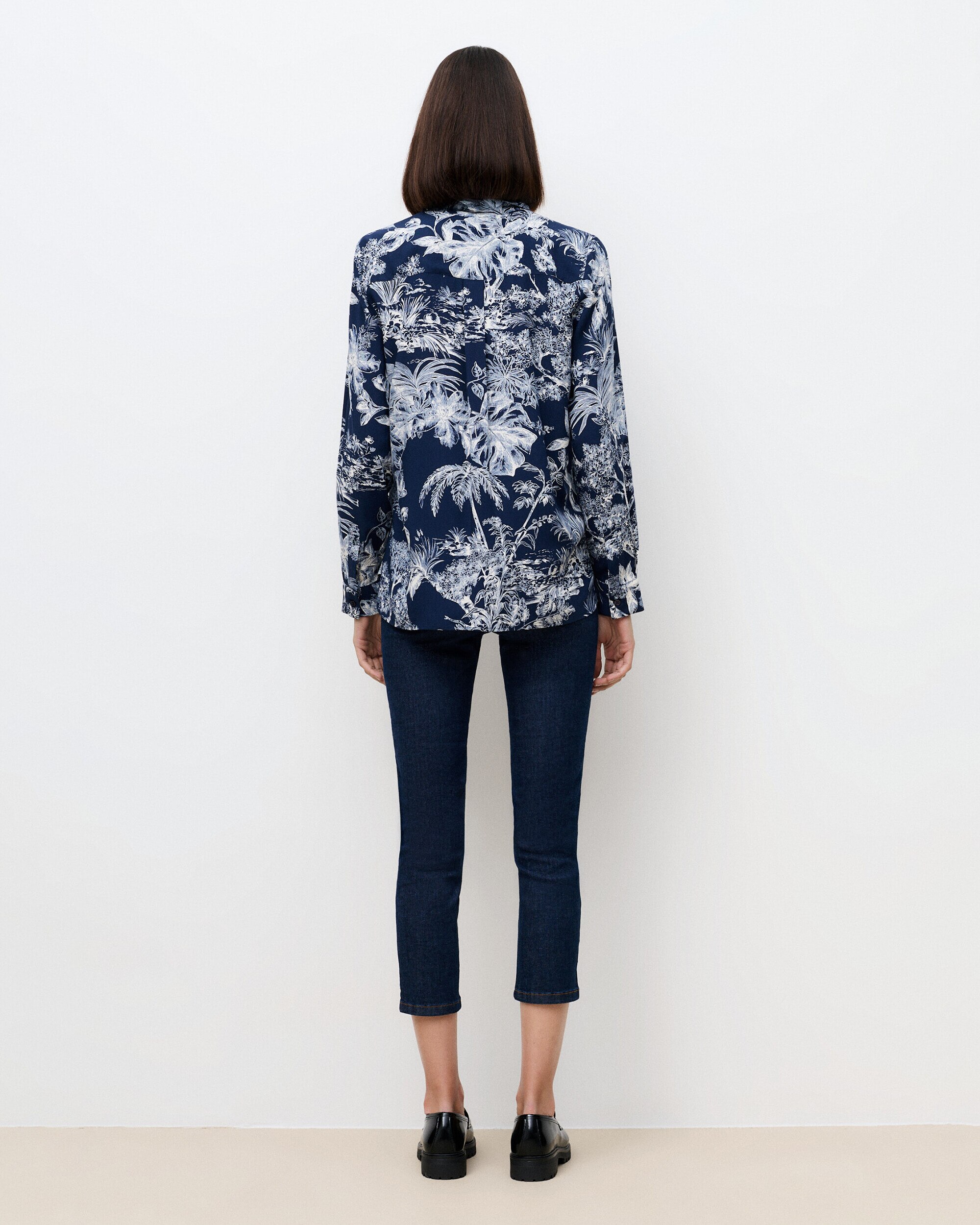 Camisa de mujer con manga larga y estampado floral - Caroll - Azul Azul-2