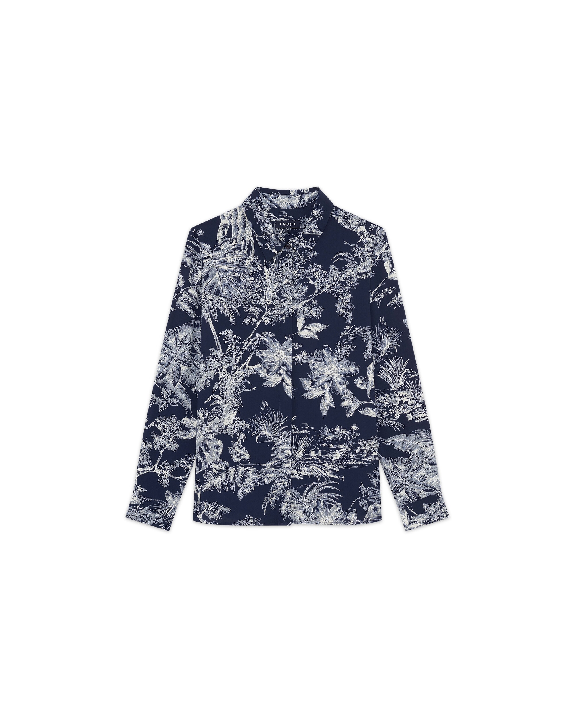 Camisa de mujer con manga larga y estampado floral - Caroll - Azul Azul-4