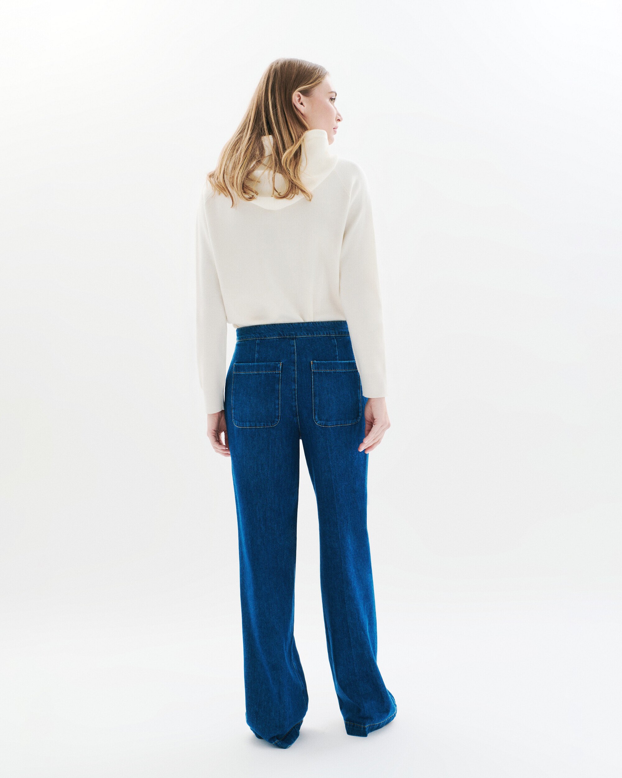 Pantalón vaquero de mujer de tiro alto en corte ancho - Caroll - Azulón Azulón-2
