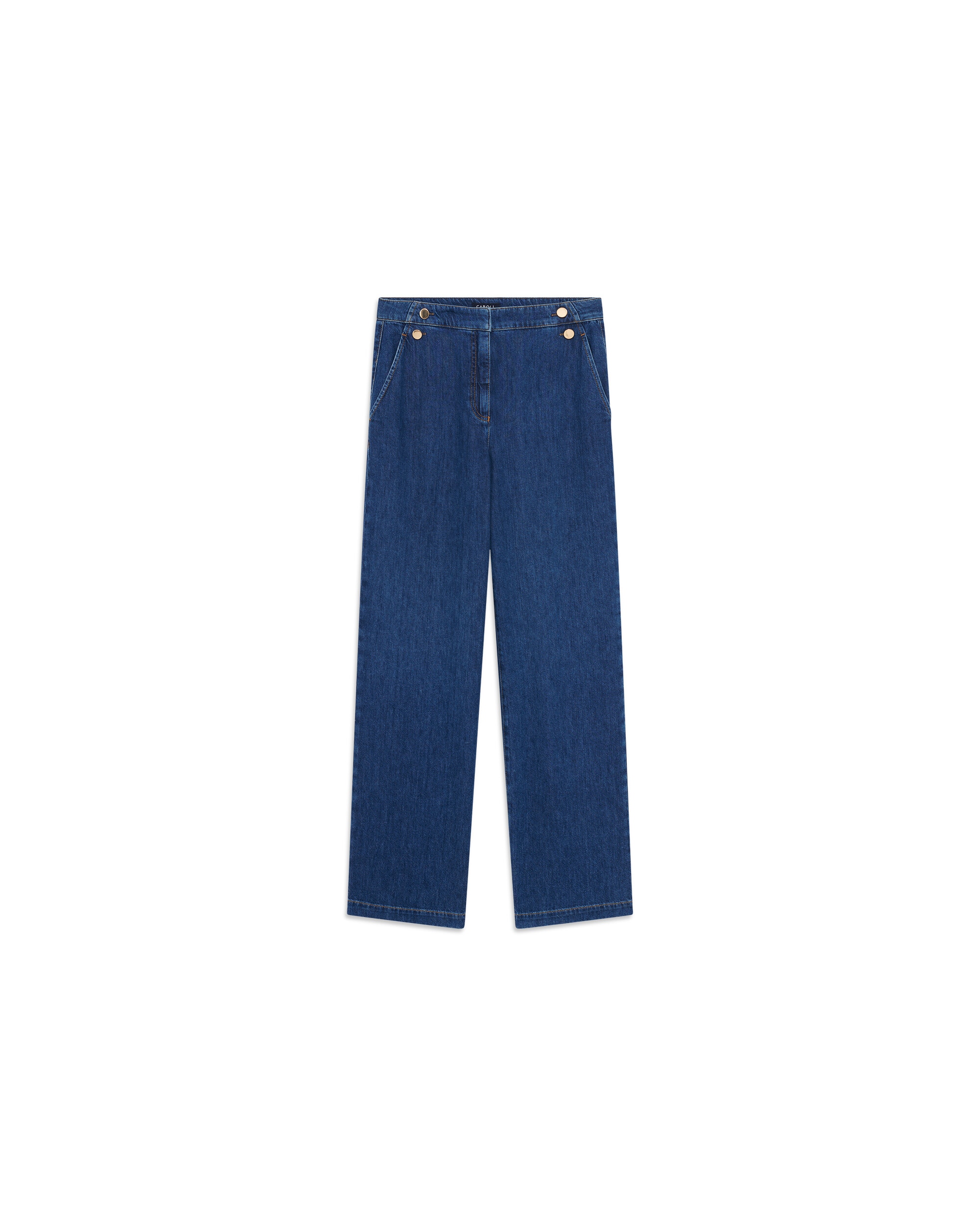 Pantalón vaquero de mujer de tiro alto en corte ancho - Caroll - Azulón Azulón-4