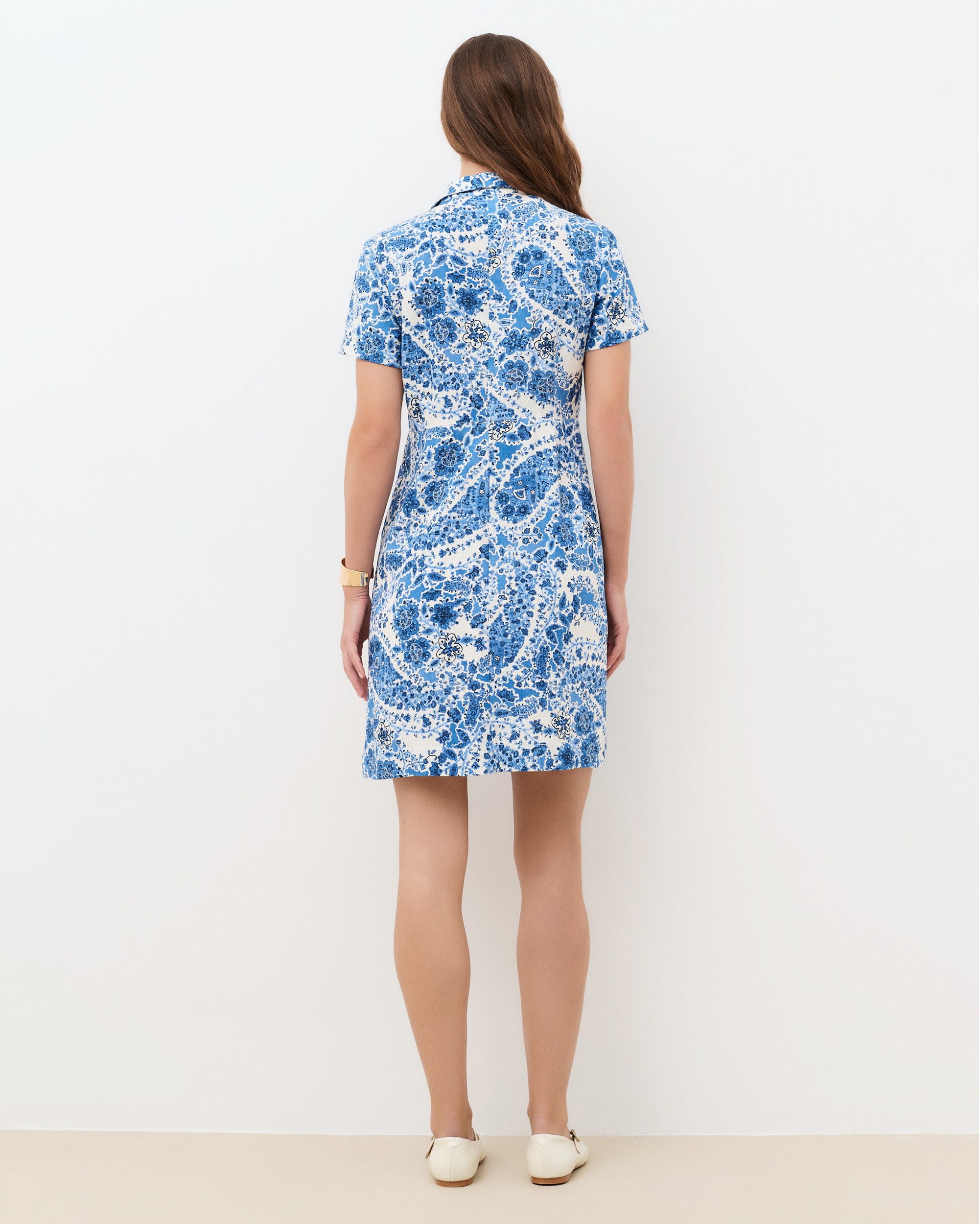 Vestido corto con bolsillos y estampado - Caroll - Azul Azul-2
