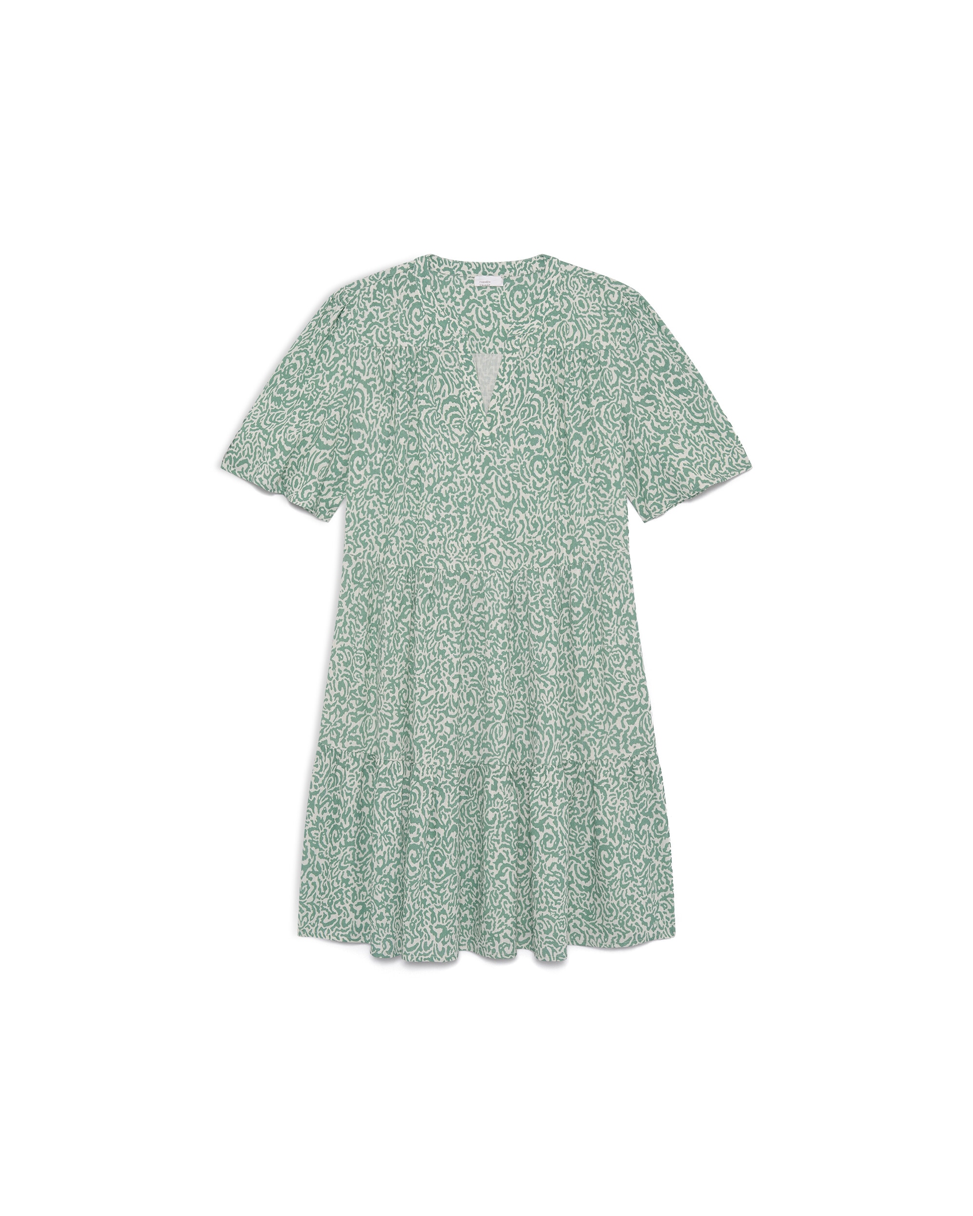Vestido corto con escote pico y estampado - Caroll - Verde oscuro Verde oscuro-4