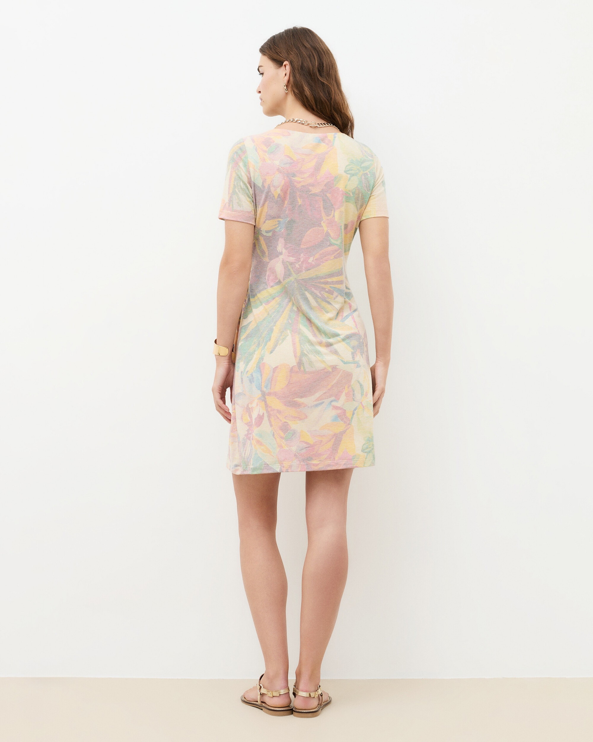 Vestido corto con cintura fruncida y estampado floral - Caroll - Multicolor Multicolor-2