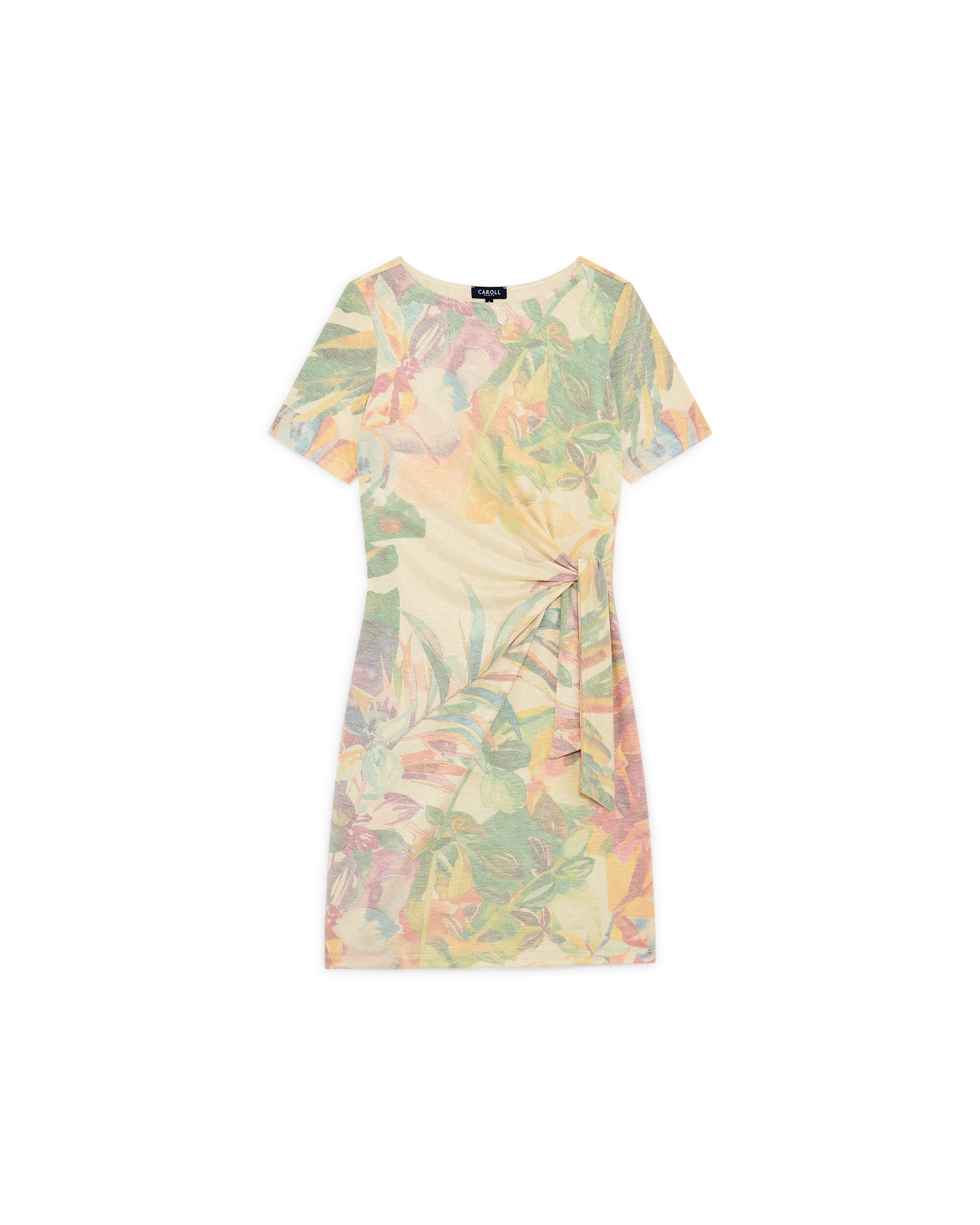 Vestido corto con cintura fruncida y estampado floral - Caroll - Multicolor Multicolor-4
