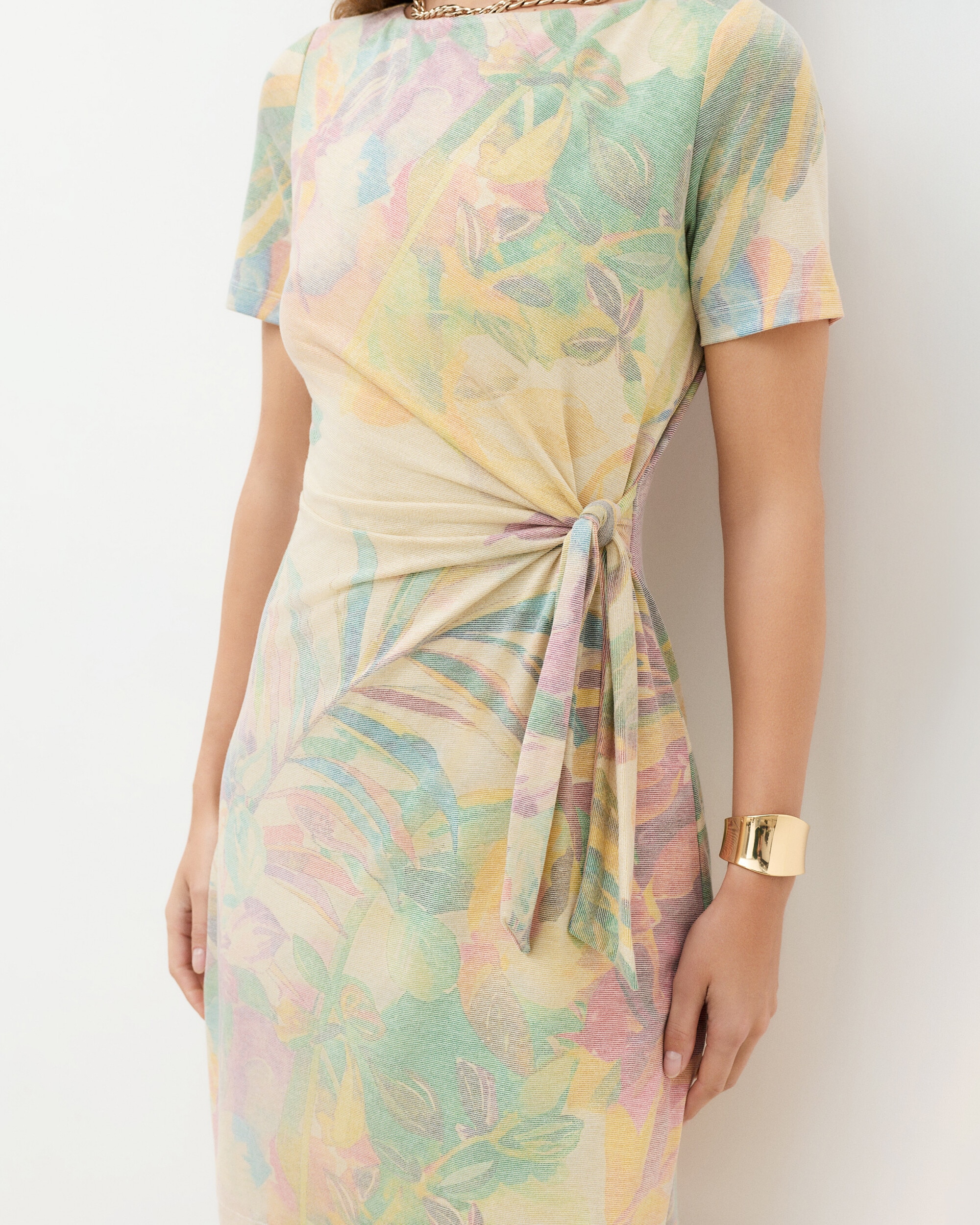 Vestido corto con cintura fruncida y estampado floral - Caroll - Multicolor Multicolor-3