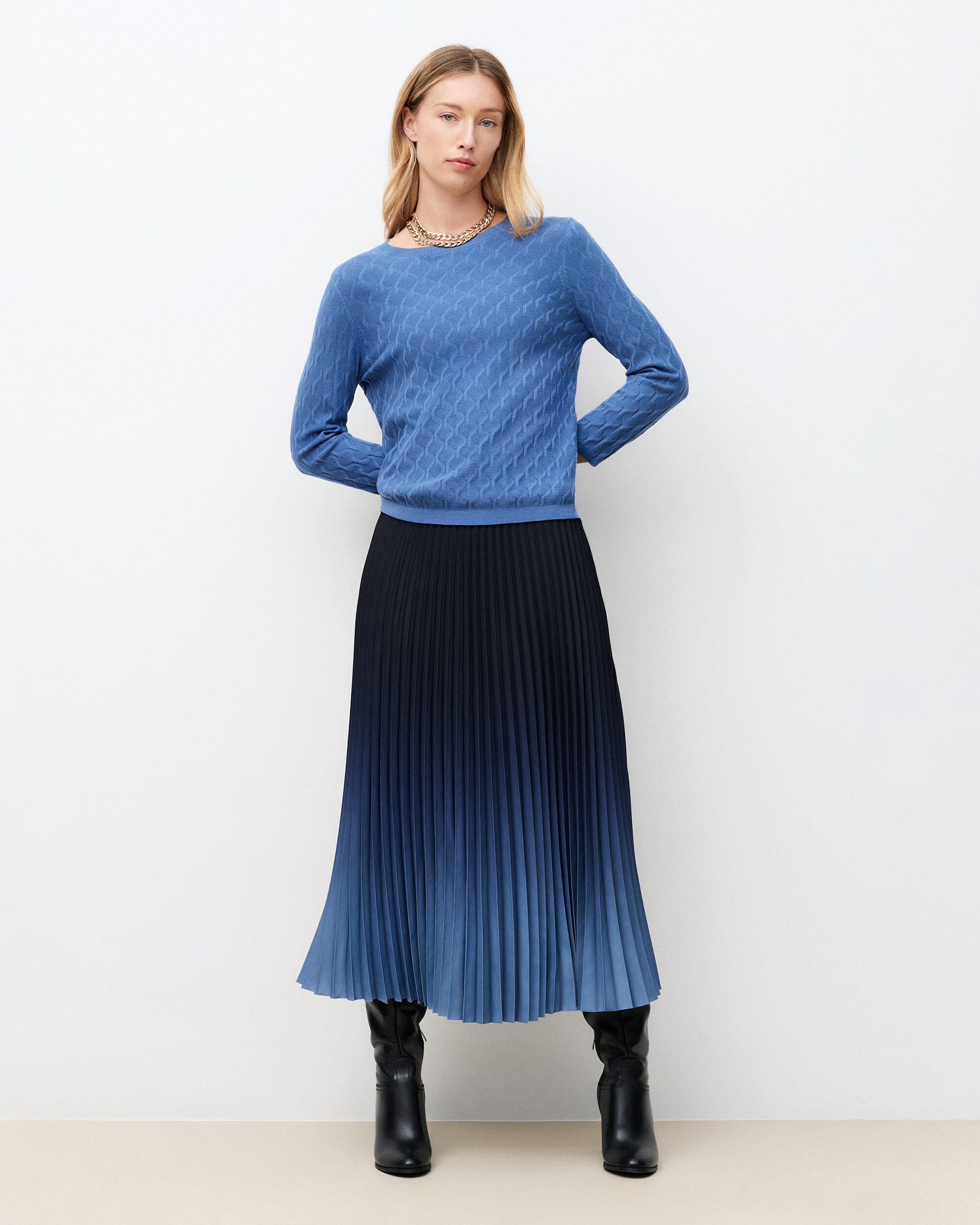 Caroll - Falda larga de mujer con pliegues.