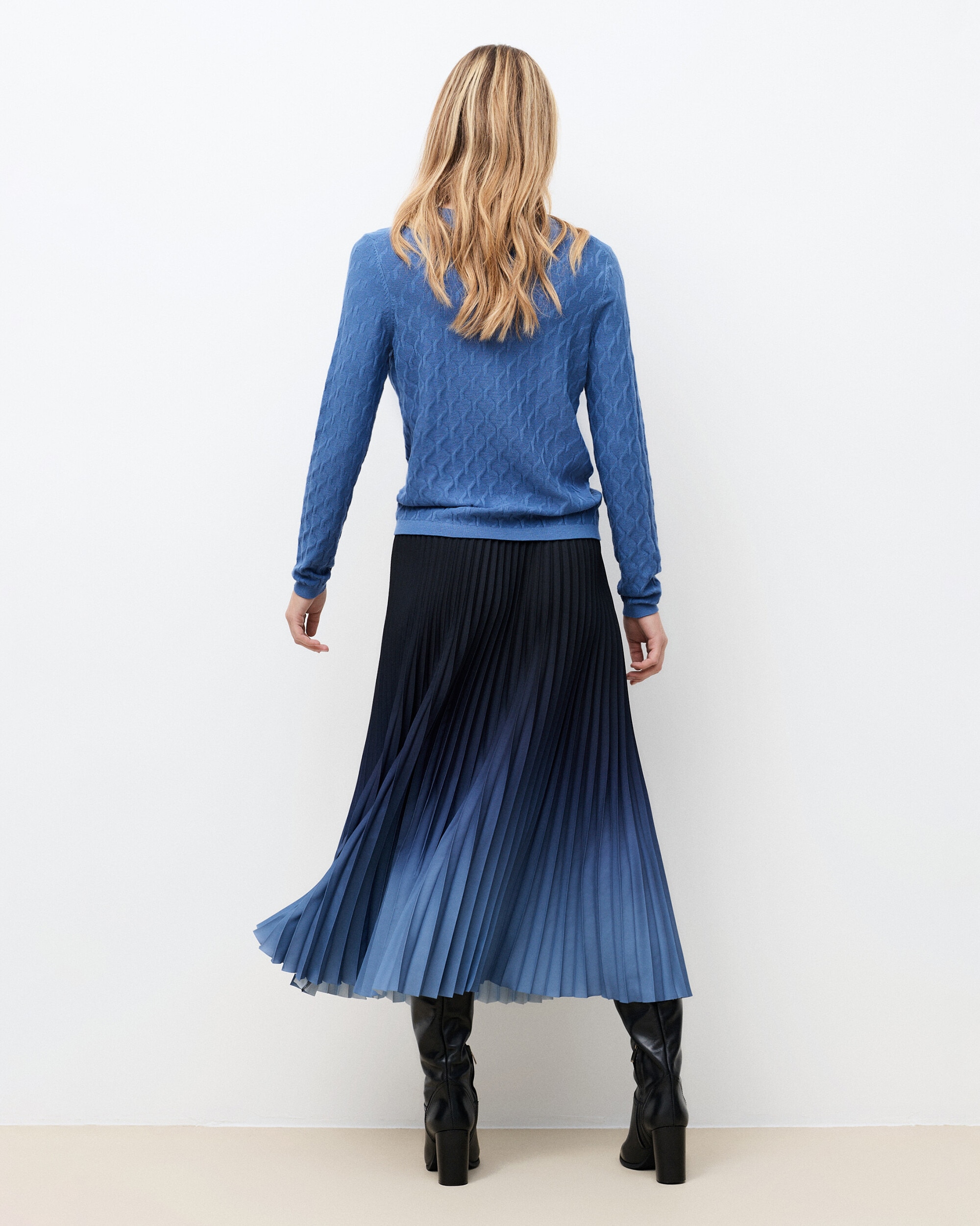 Falda larga de mujer con pliegues - Caroll - Azul Azul-2