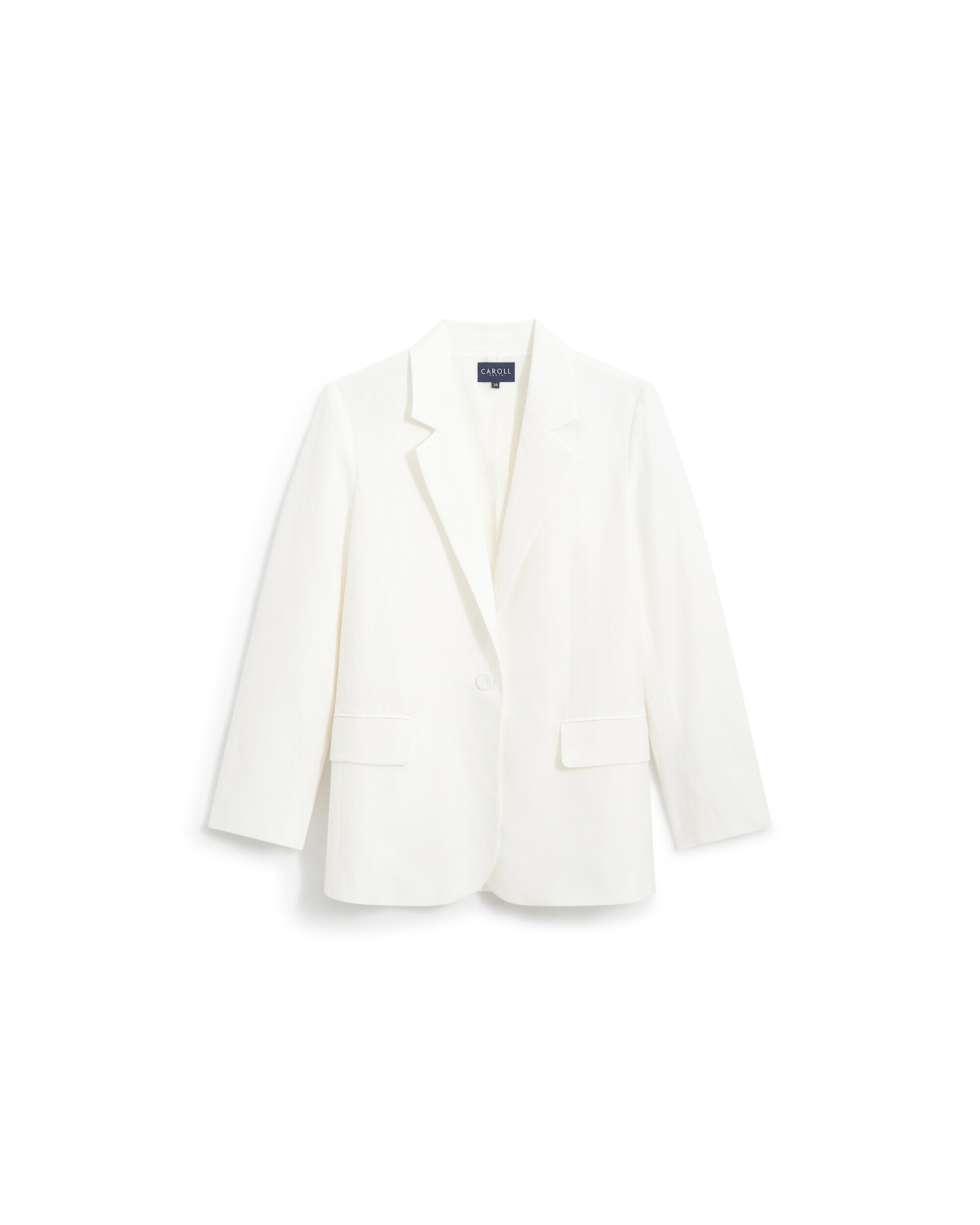 Blazer de mujer con bolsillos italianos en lino - Caroll - Blanco Blanco-4